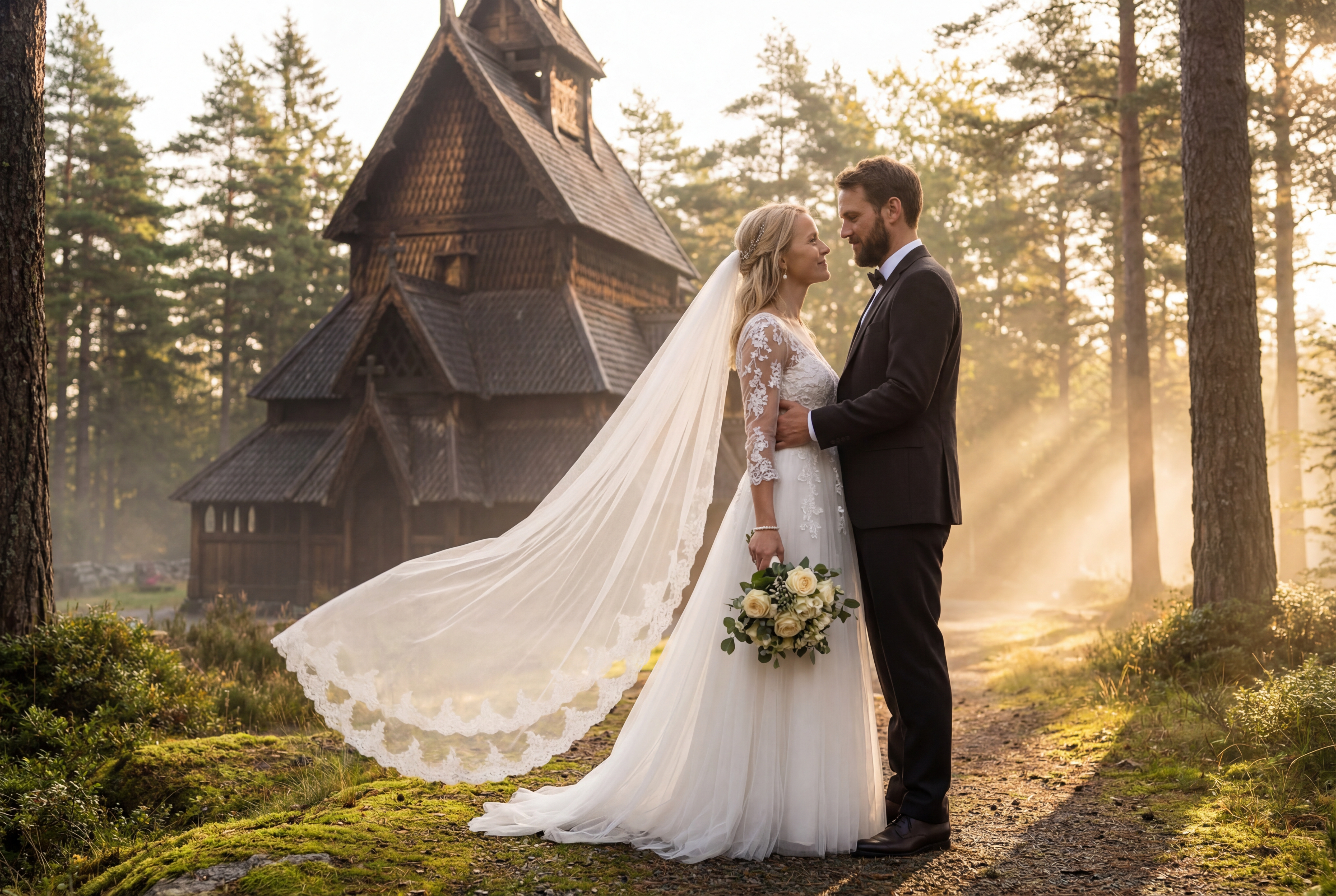 Bergen Fantoft Stave Church wedding photography