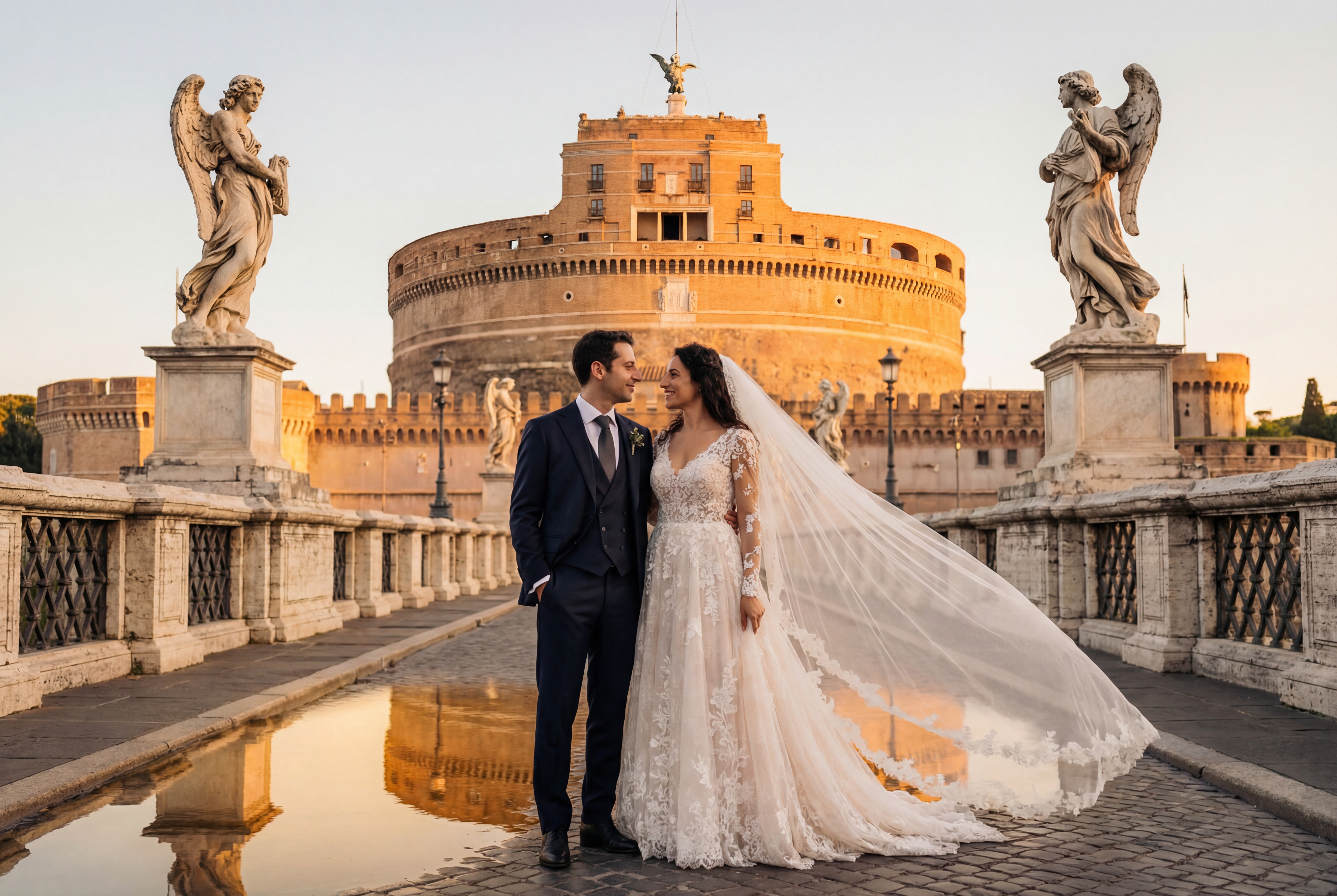 Rome Castel Sant'Angelo & Ponte Sant'Angelo wedding photography