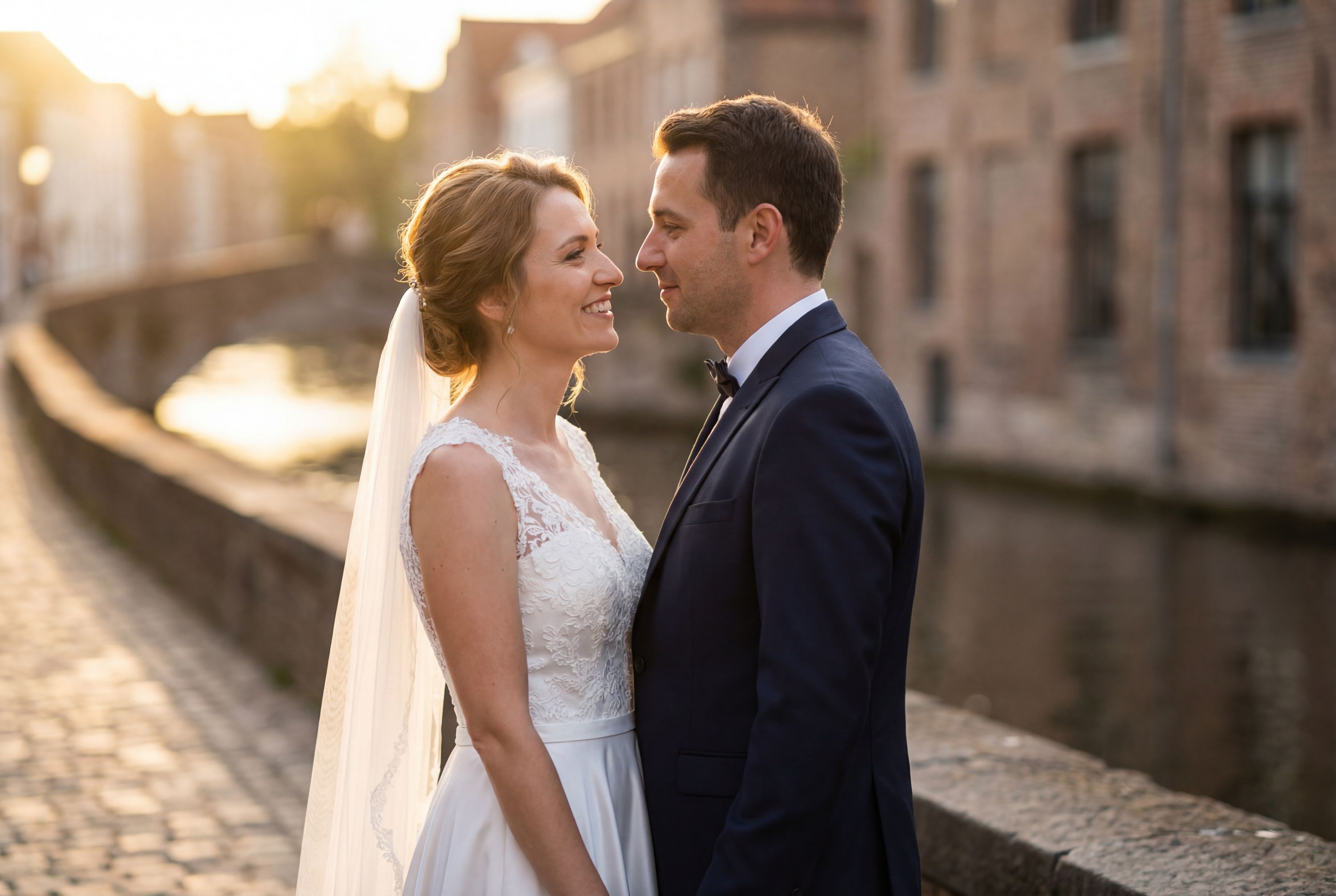 Bruges wedding photography – AI-generated destination wedding photo by Weddingify