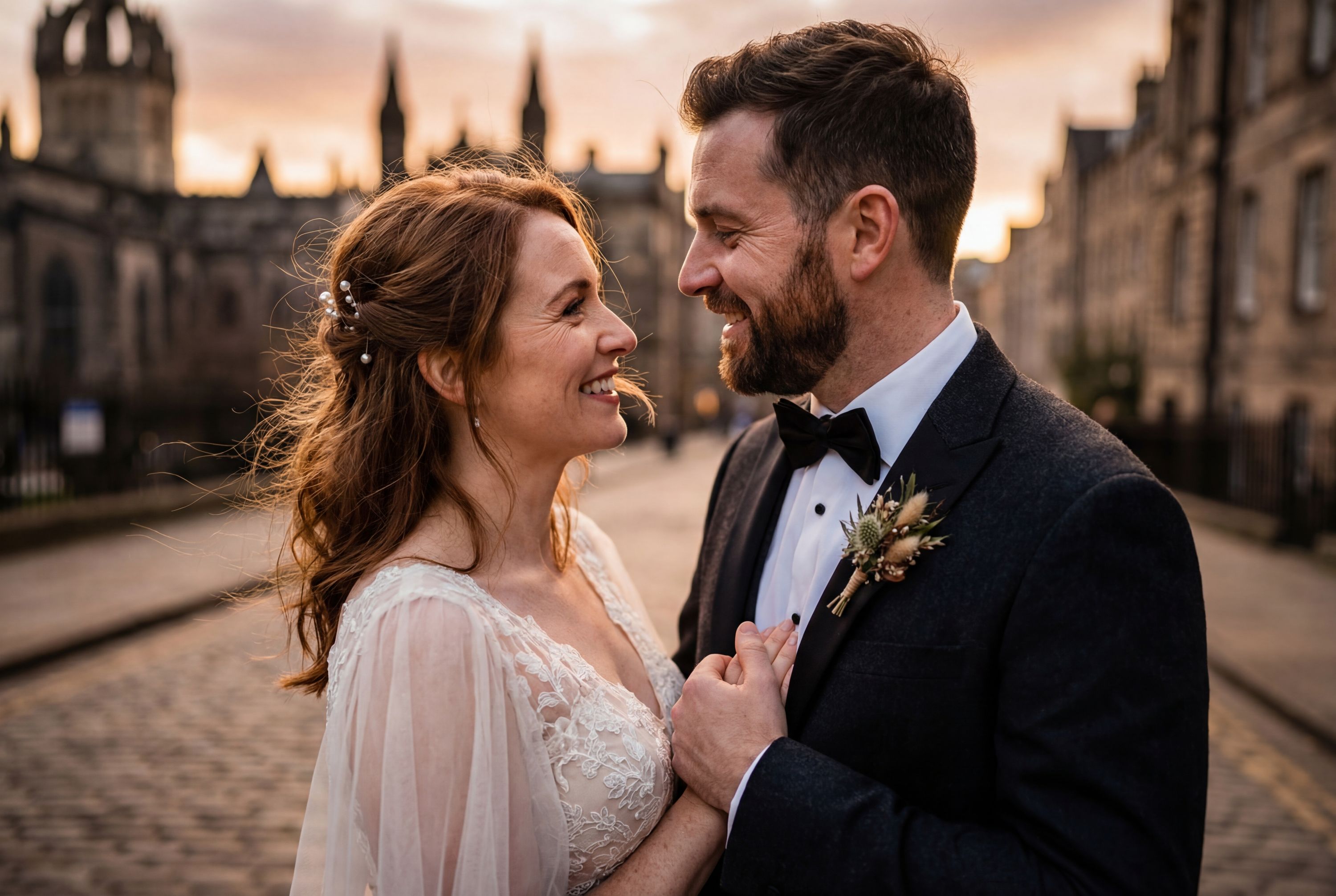 Edinburgh wedding photography – AI-generated destination wedding photo by Weddingify