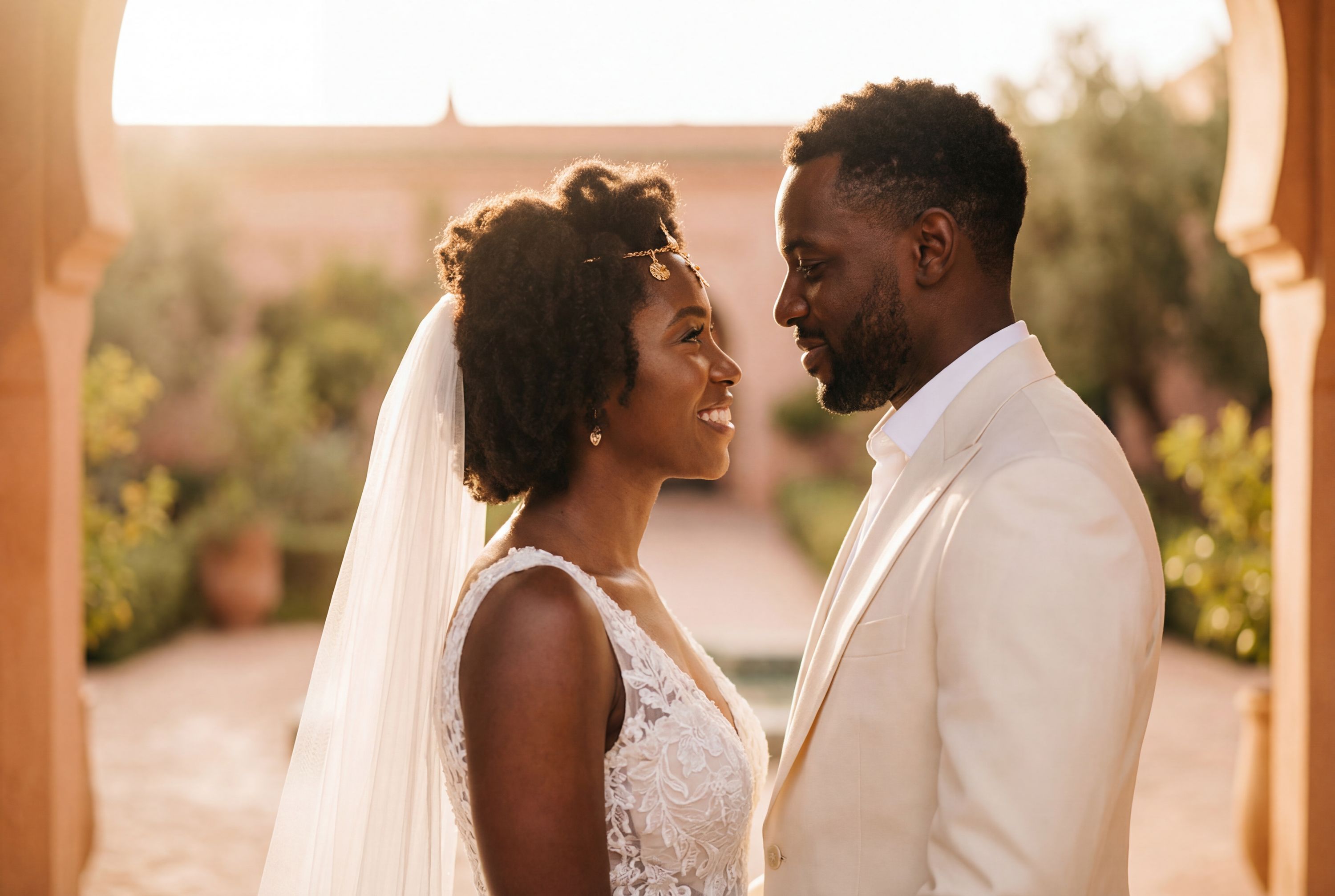 Marrakech wedding photography – AI-generated destination wedding photo by Weddingify