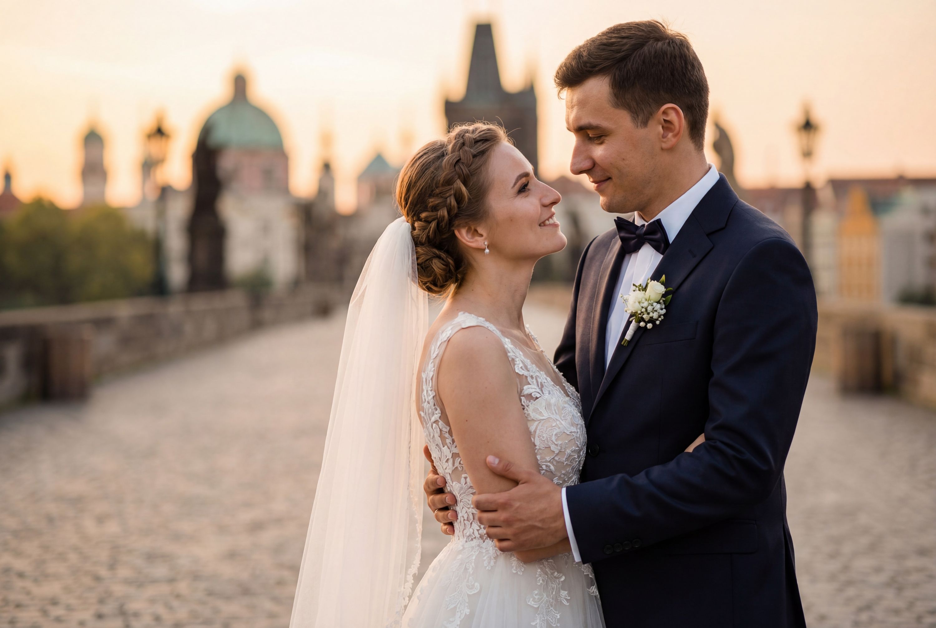 Prague wedding photography – AI-generated destination wedding photo by Weddingify