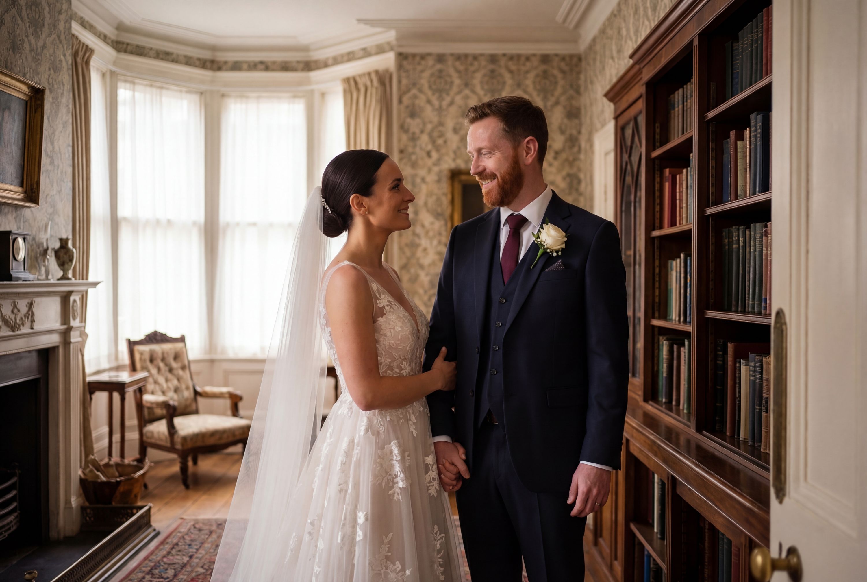 Manchester wedding photography — couple at an iconic Manchester landmark
