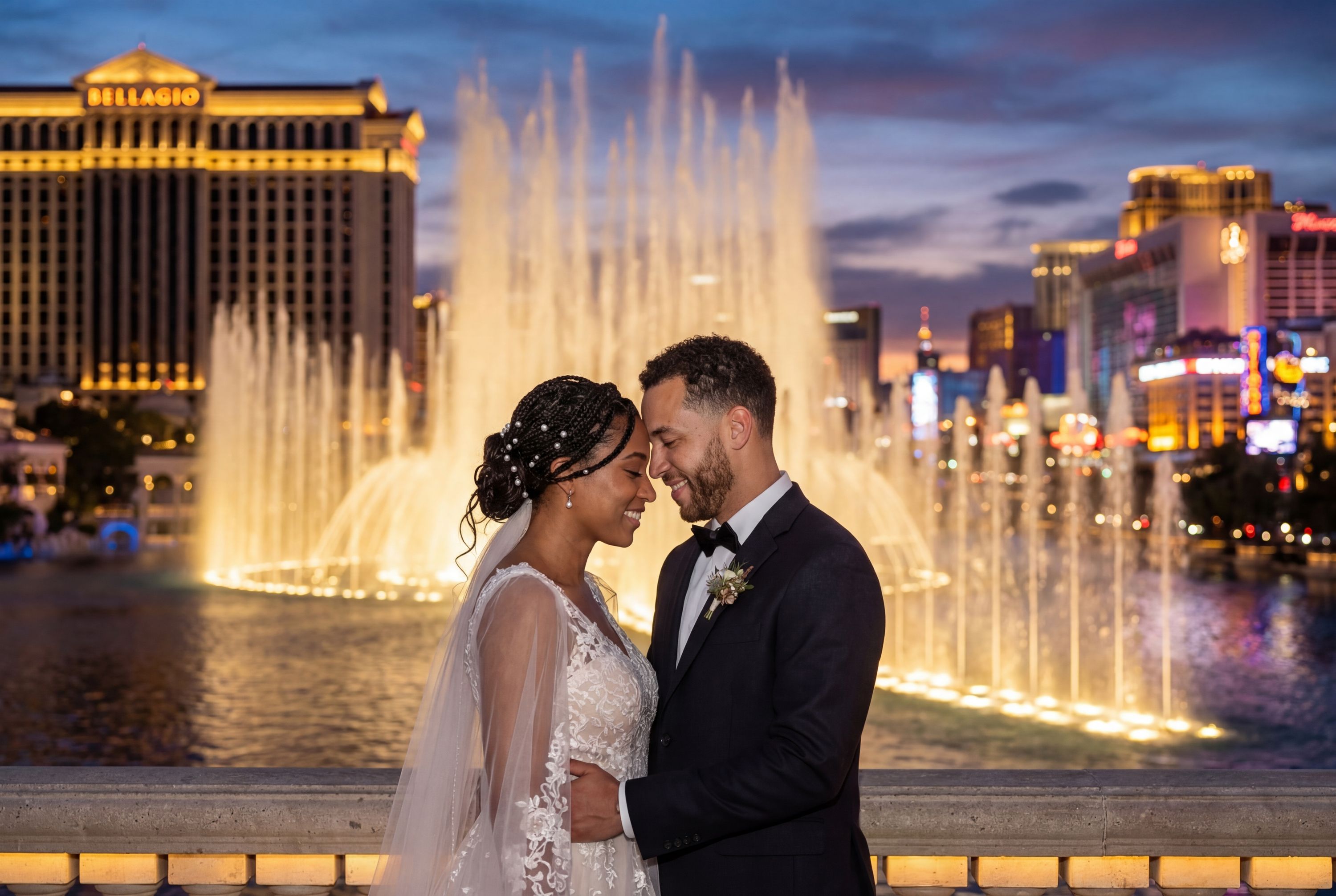 Wedding photography Las Vegas - Bellagio Fountains