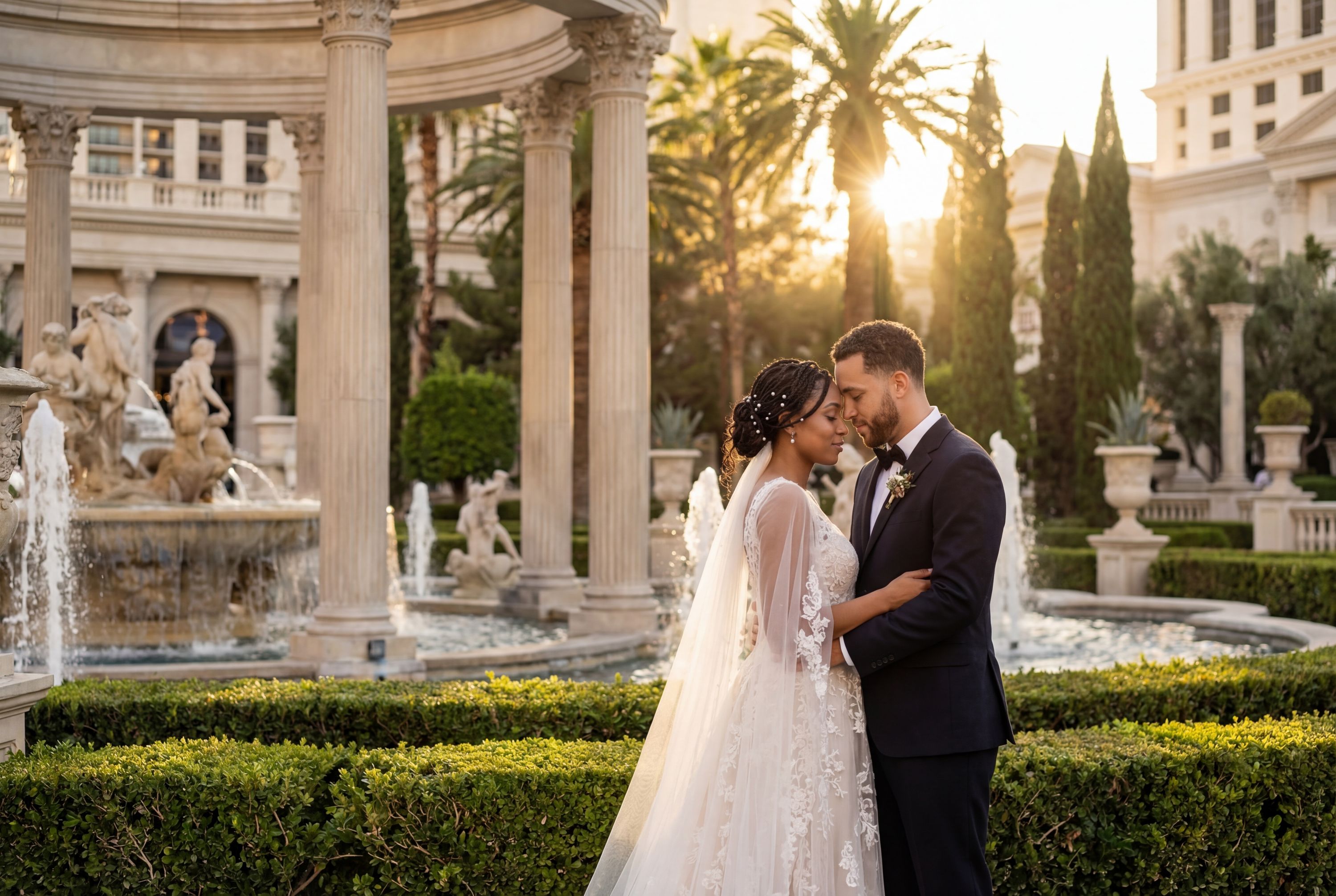 Wedding photography Las Vegas - Caesars Palace (Gardens & Architecture)