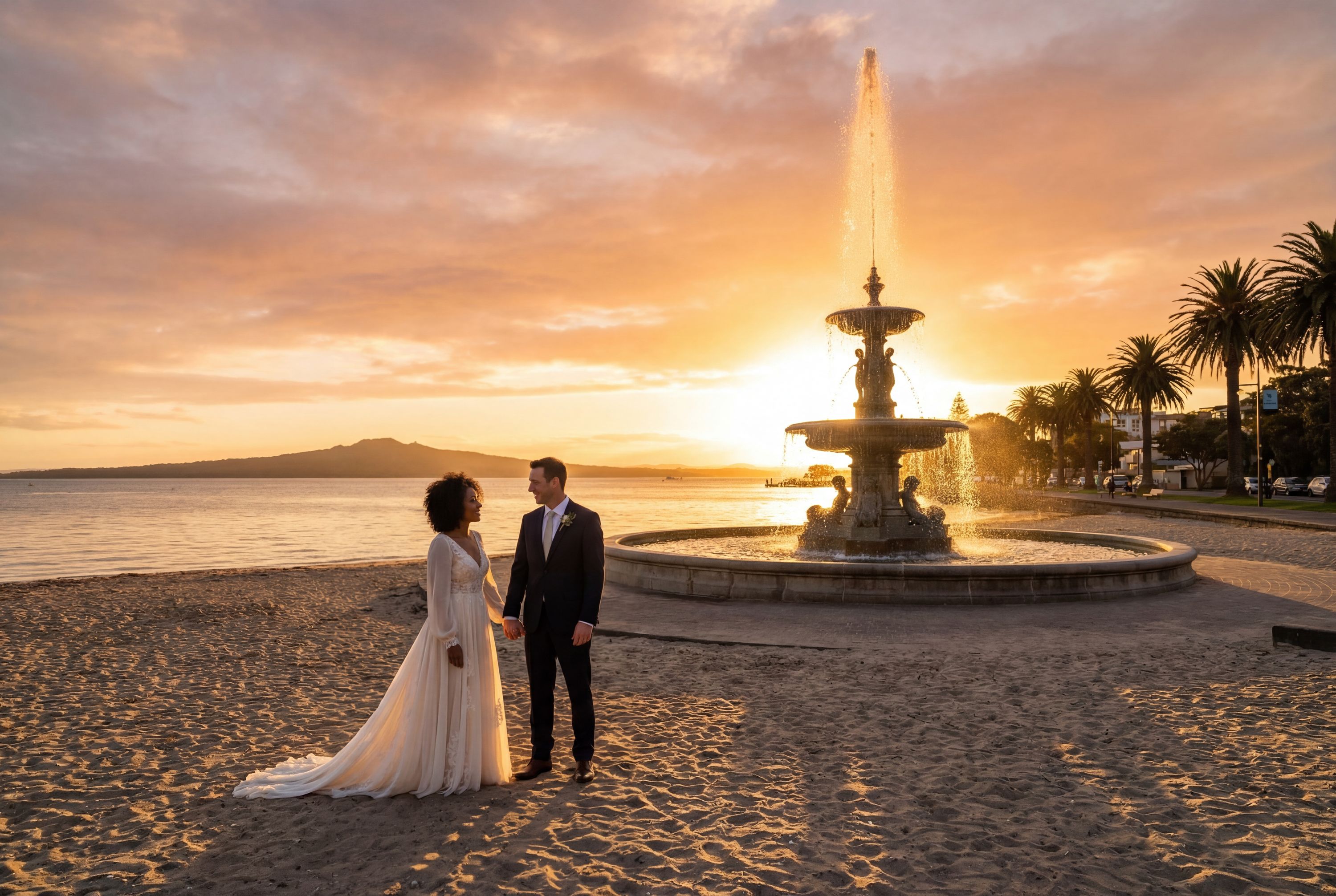 Mission Bay Beach & Fountain wedding photography Auckland 