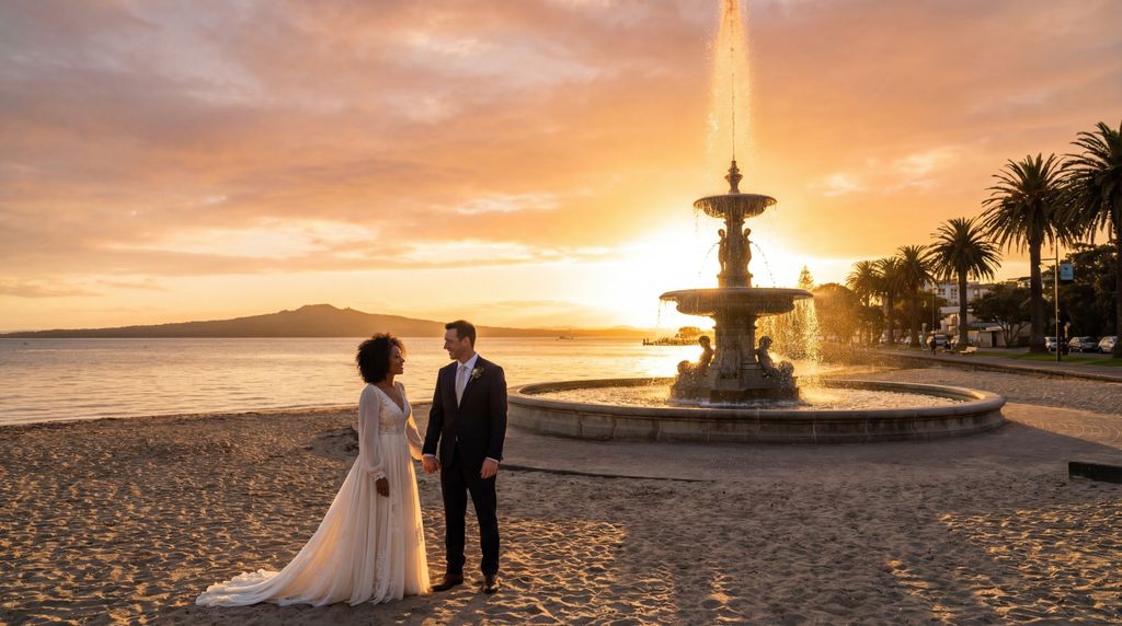 Mission Bay Beach & Fountain wedding photography, Auckland, Mission Bay Beach & Fountain wedding photography, Auckland,