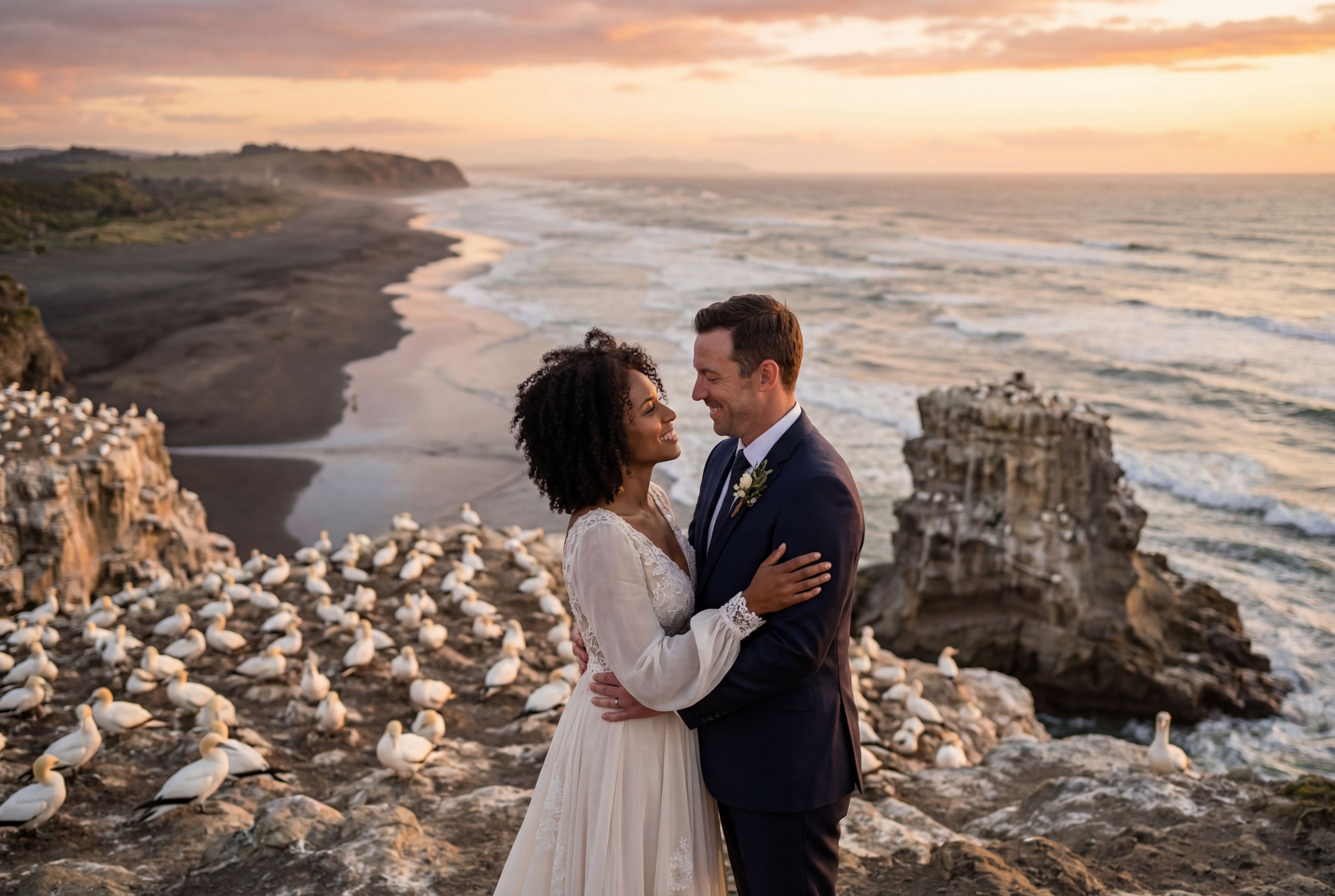 Muriwai Beach (Gannet Colony) wedding photography Auckland 