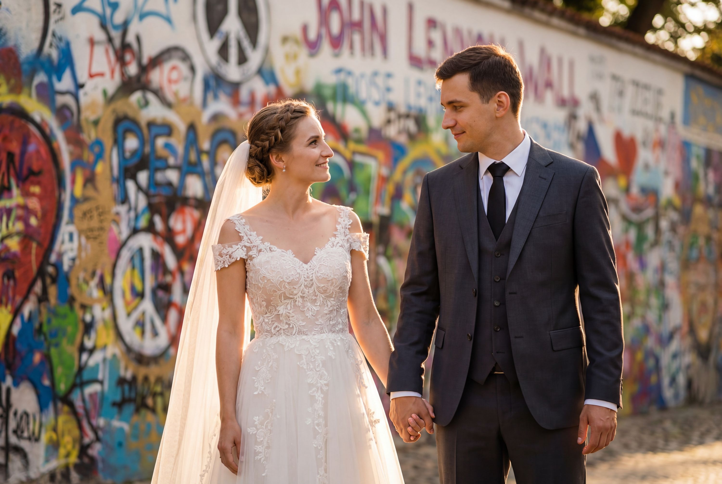 John Lennon Wall wedding photography Prague 