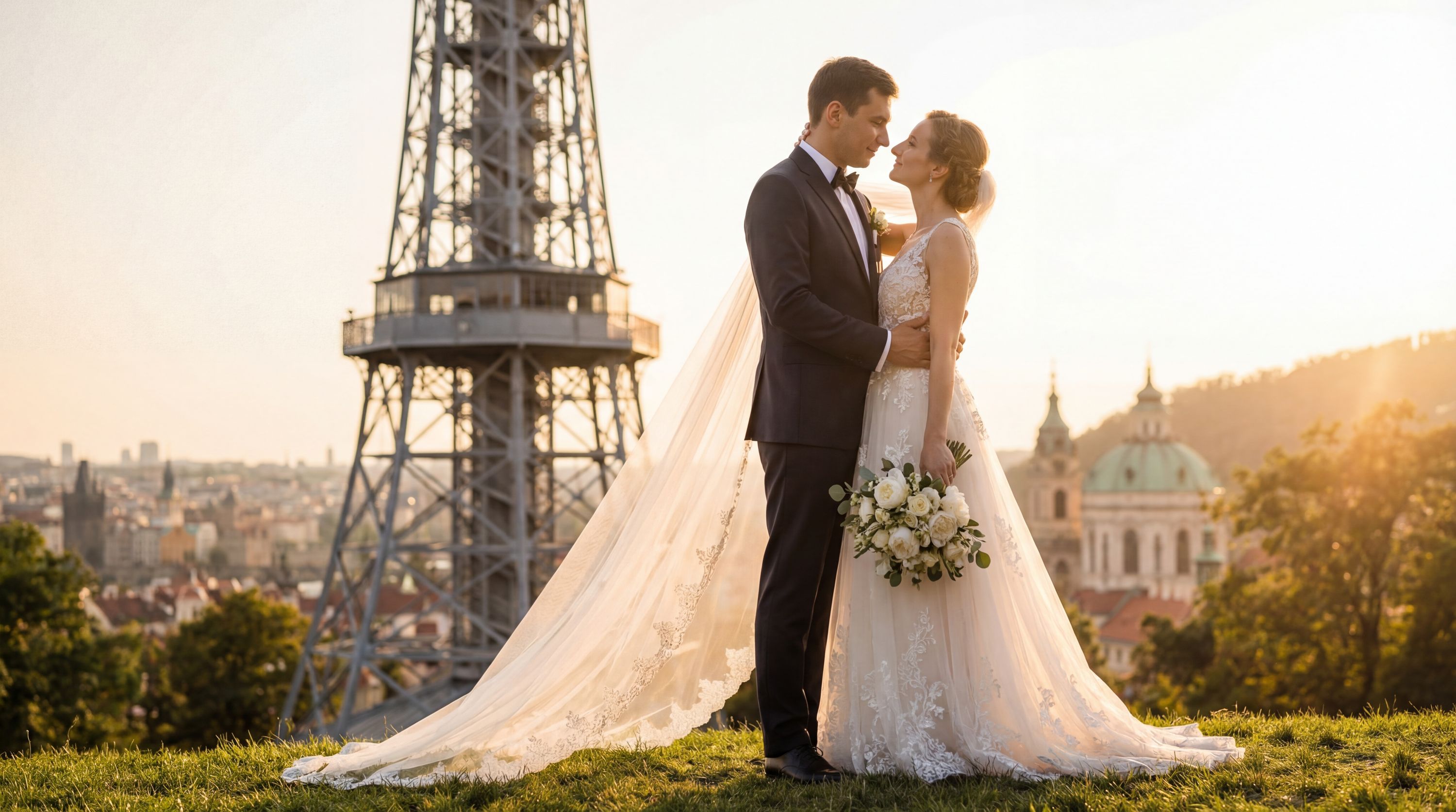 Petřín Hill & Observation Tower wedding photography Prague 
