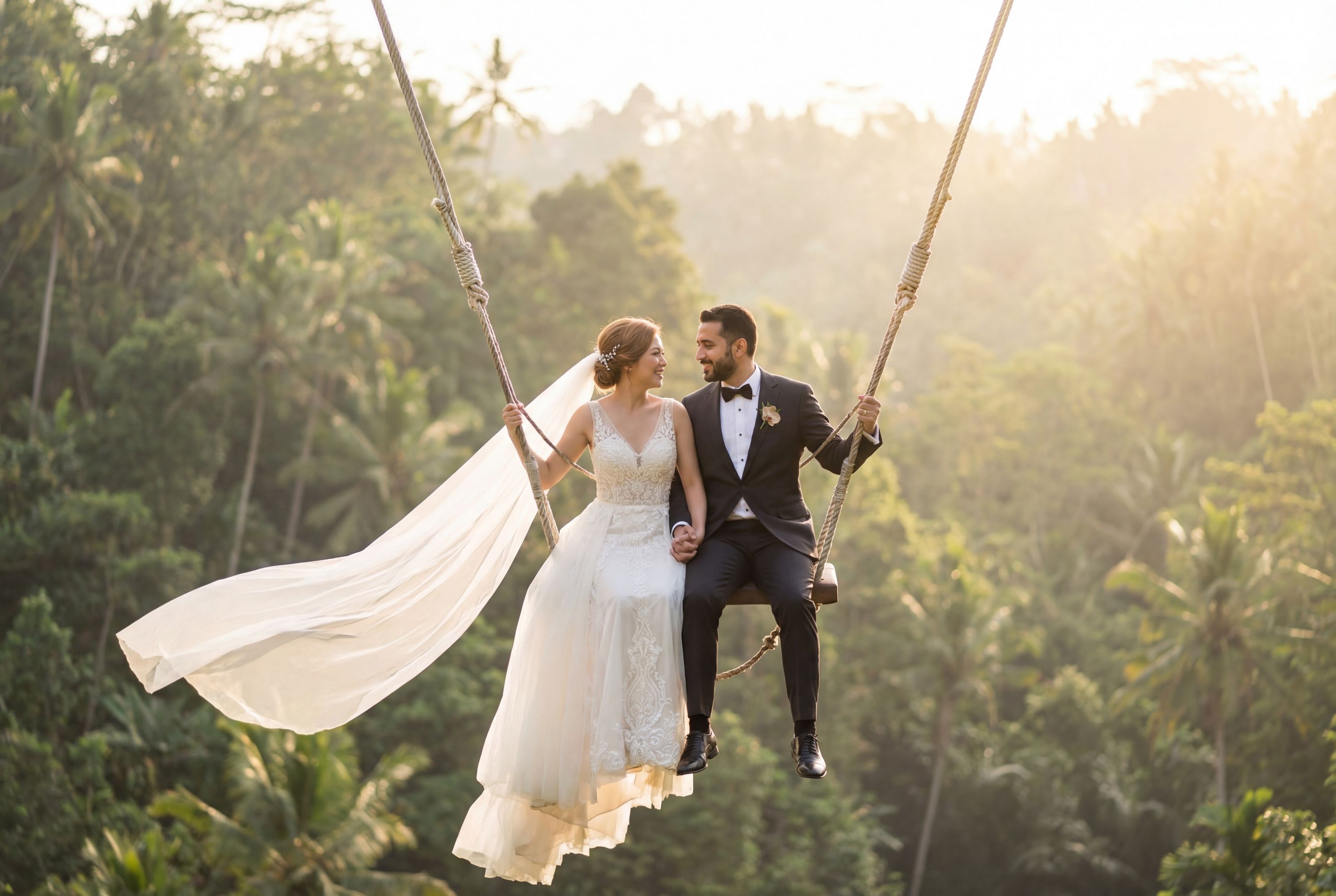 Bali Swing (or similar jungle swings) wedding photography Bali 