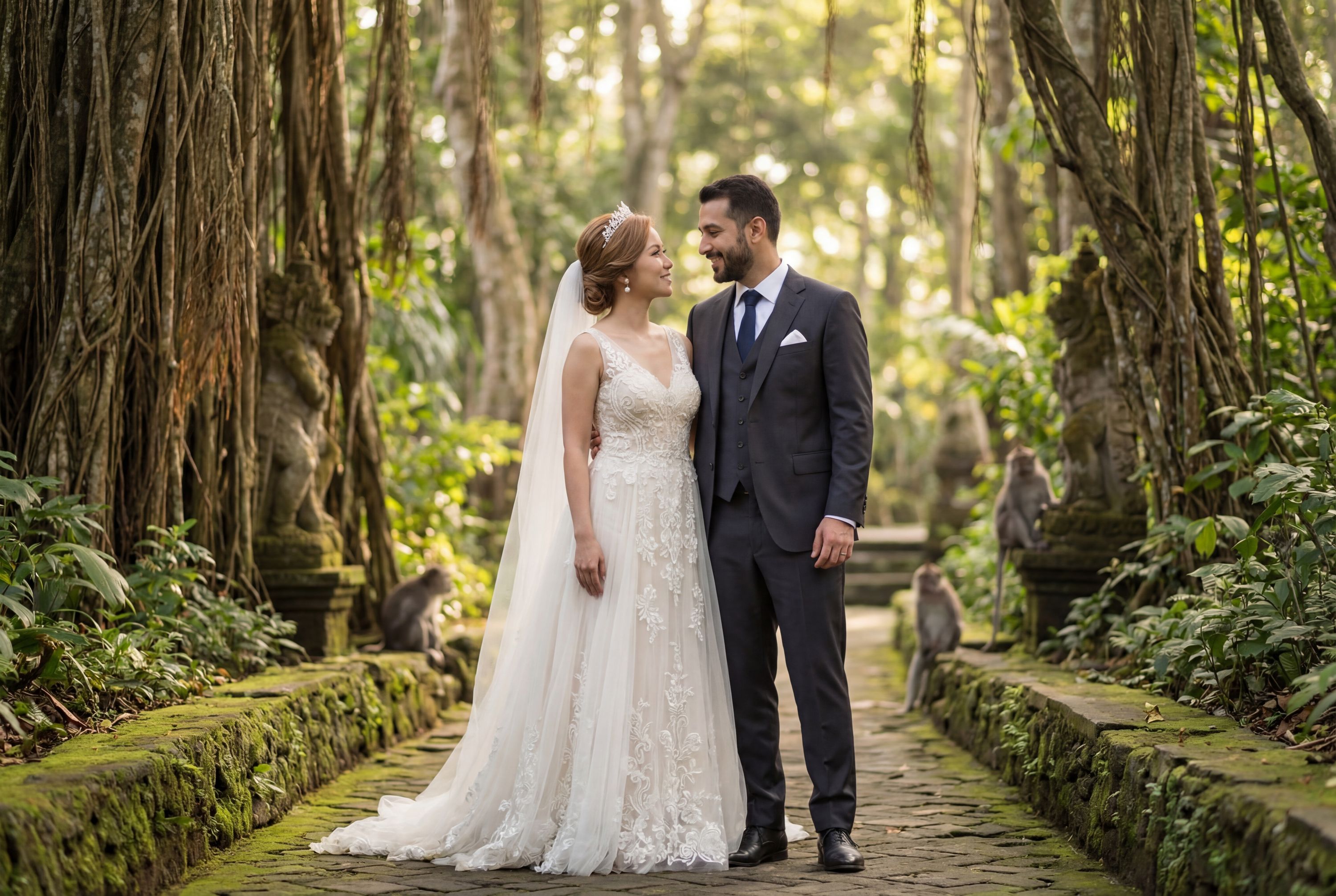 Sacred Monkey Forest Sanctuary wedding photography Bali 