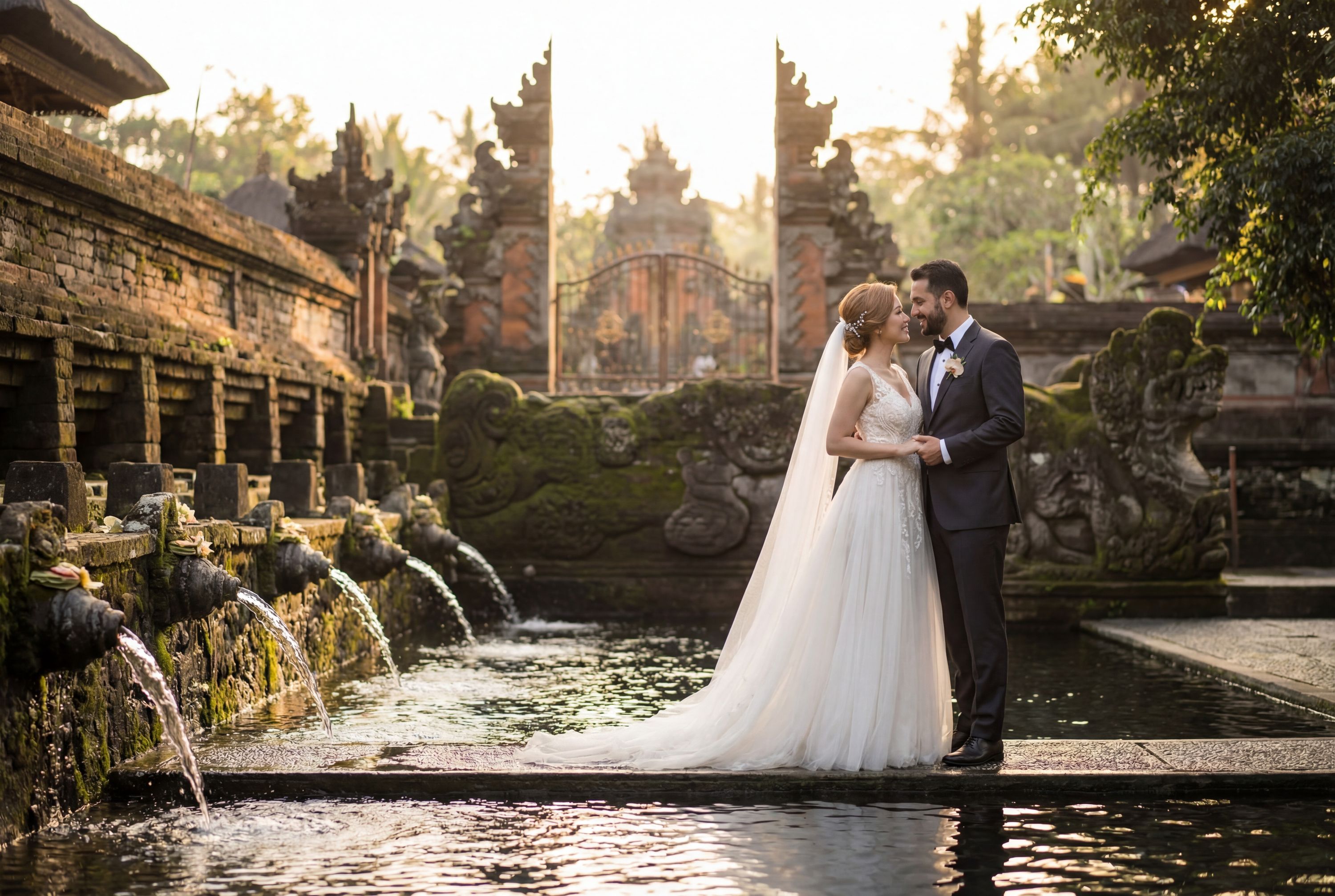 Tirta Empul Temple wedding photography Bali 