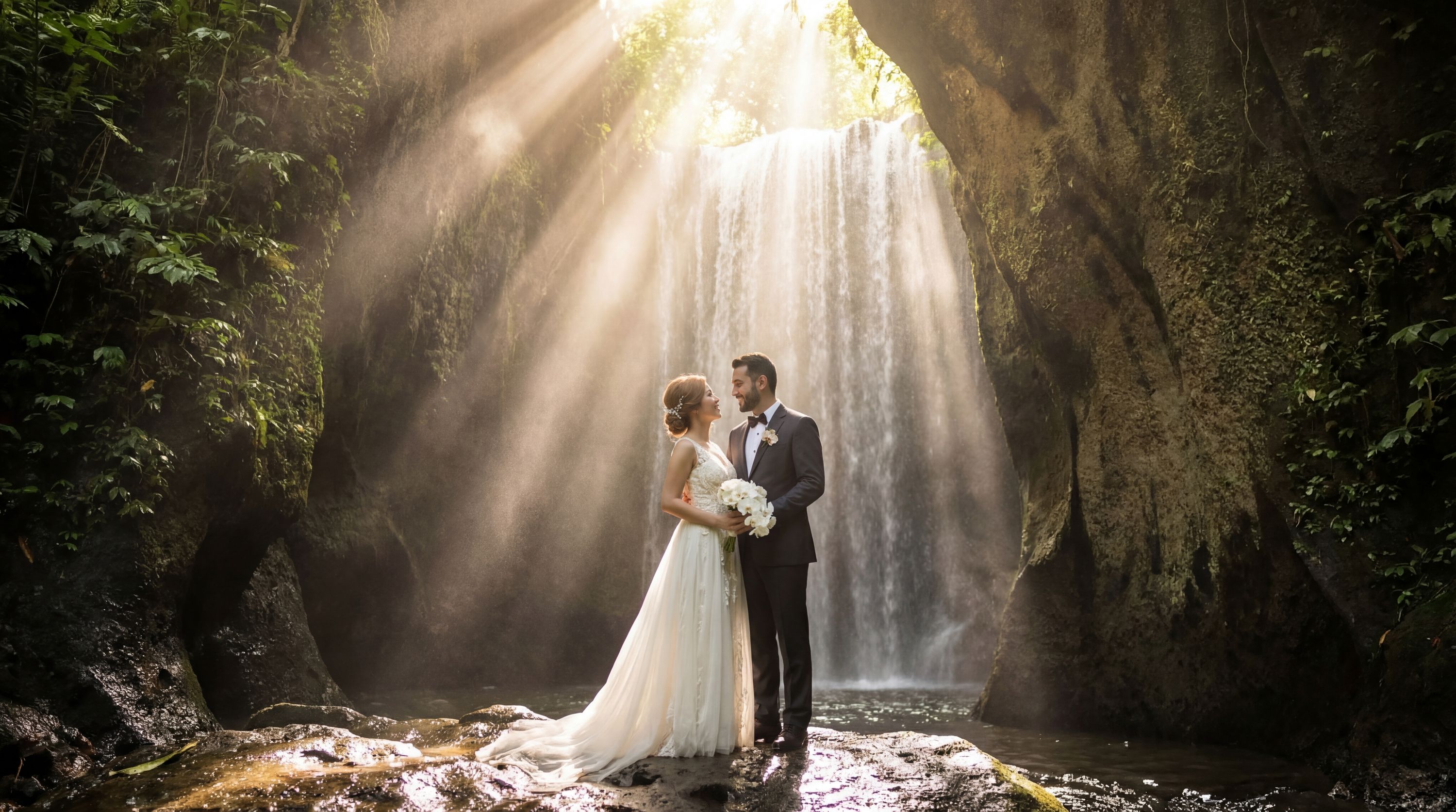 Tukad Cepung Waterfall wedding photography Bali 