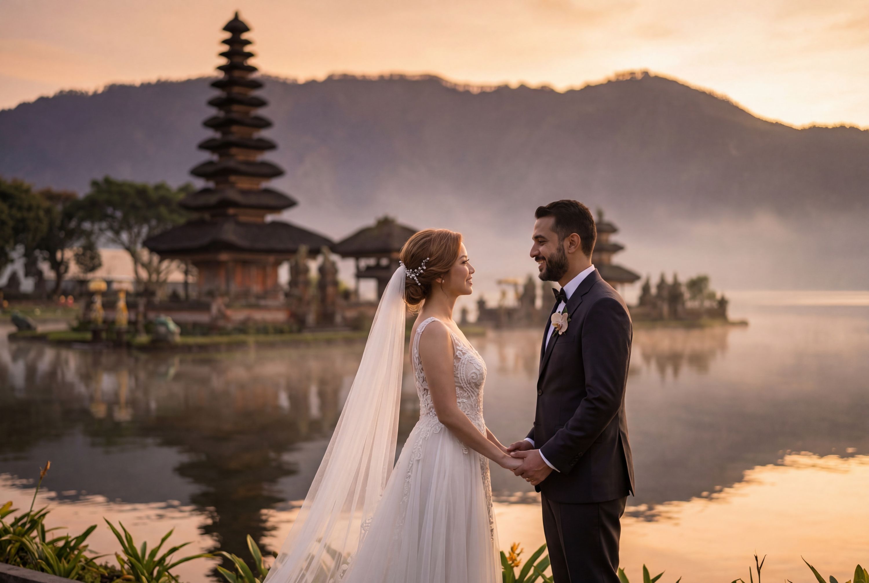 Ulun Danu Beratan Temple wedding photography Bali 