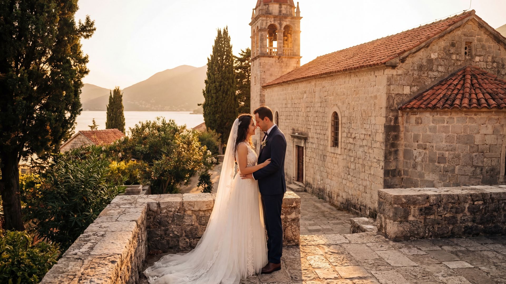 Herceg Novi wedding photography — couple at the iconic Forte Mare fortress