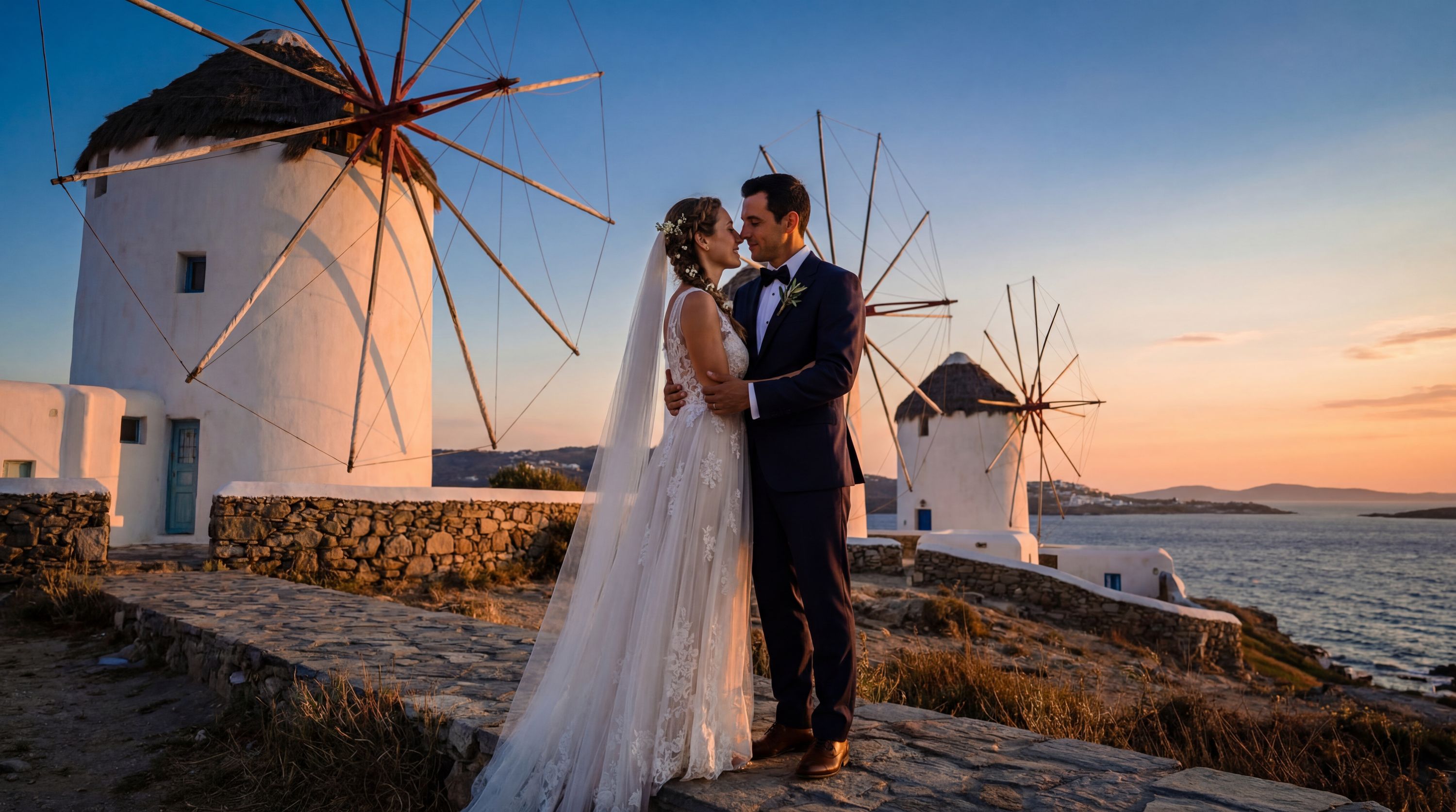 Kato Mili Windmills wedding photography Mykonos 