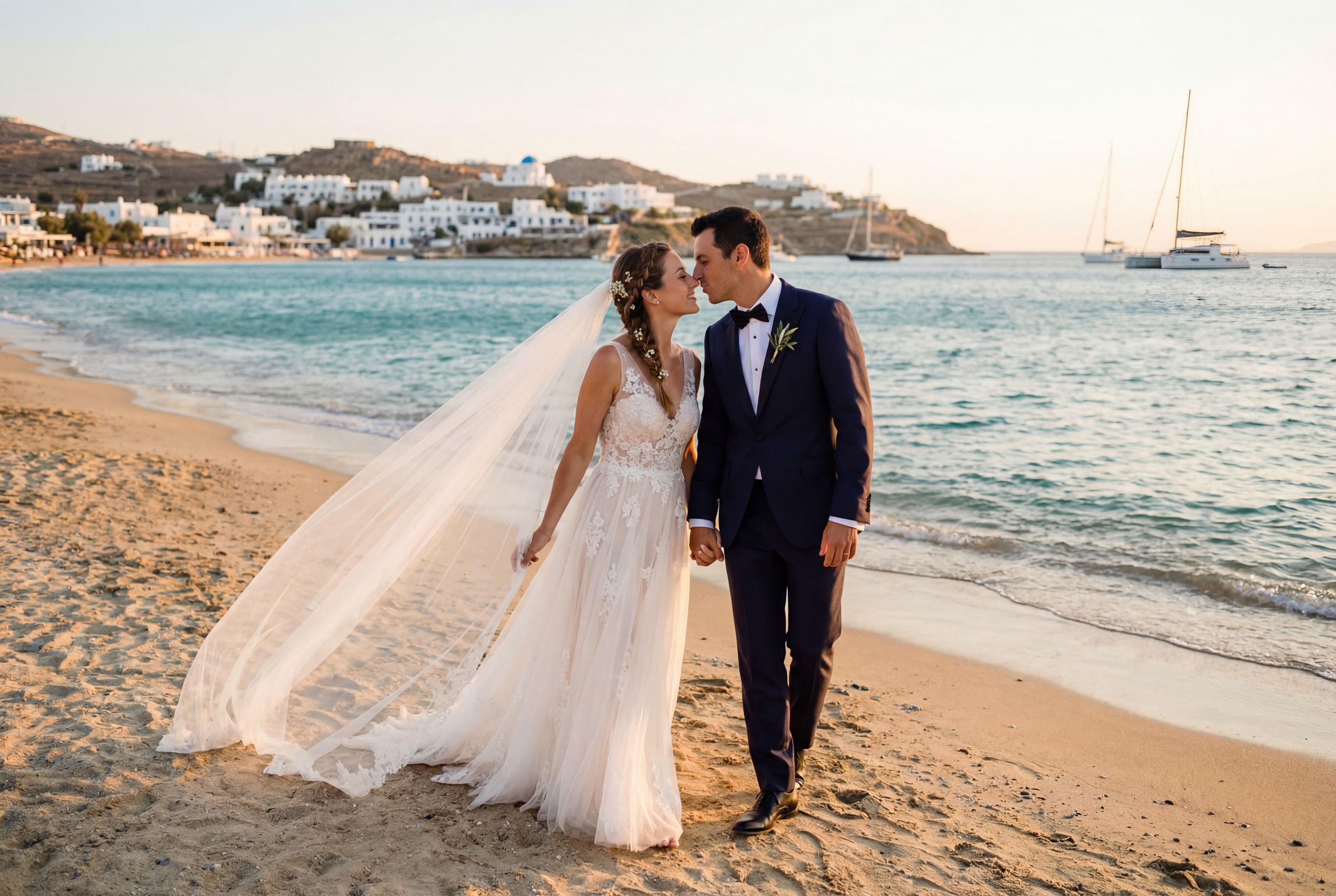 Ornos Beach wedding photography Mykonos 
