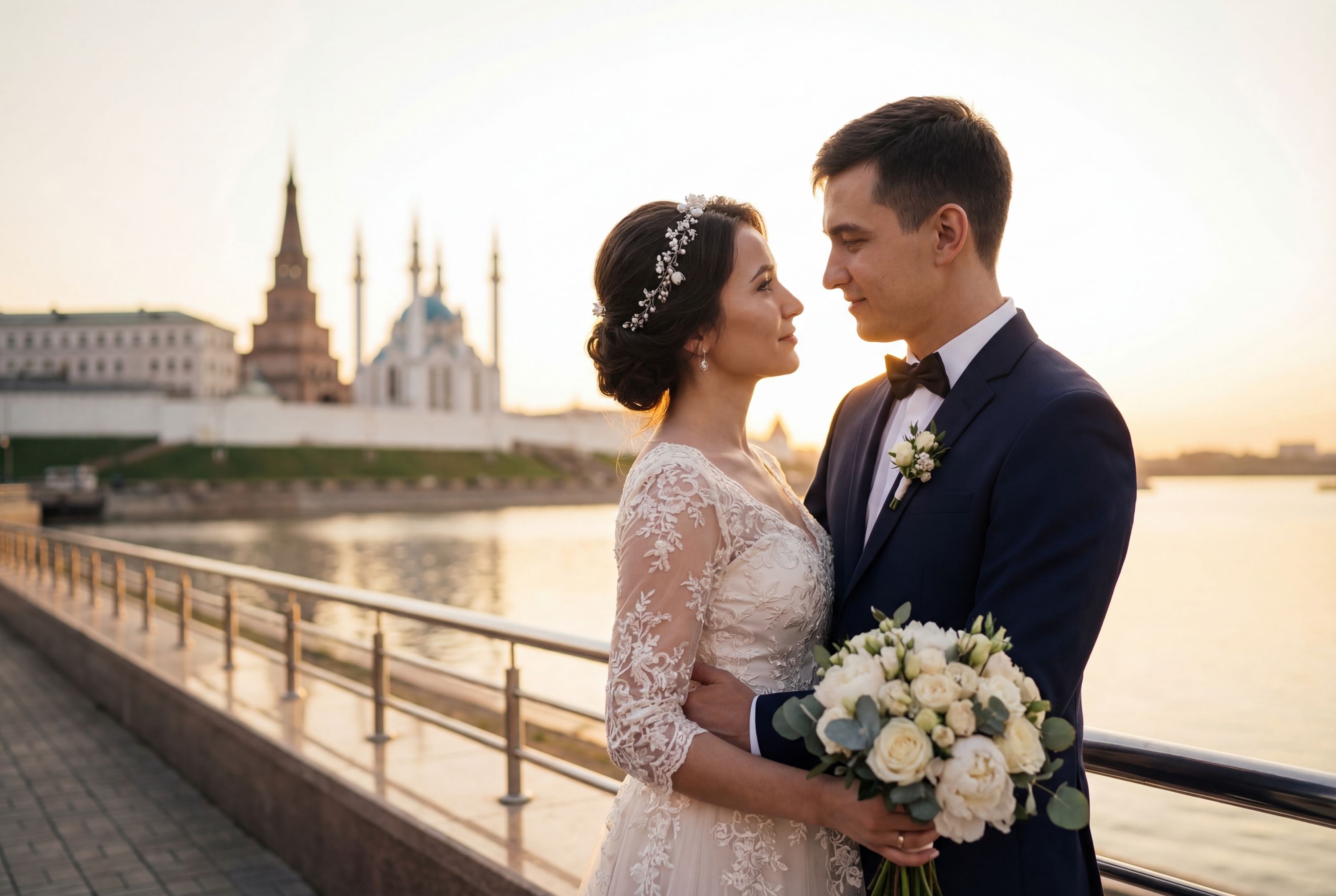 Wedding photography Kazan - Kremlin Embankment
