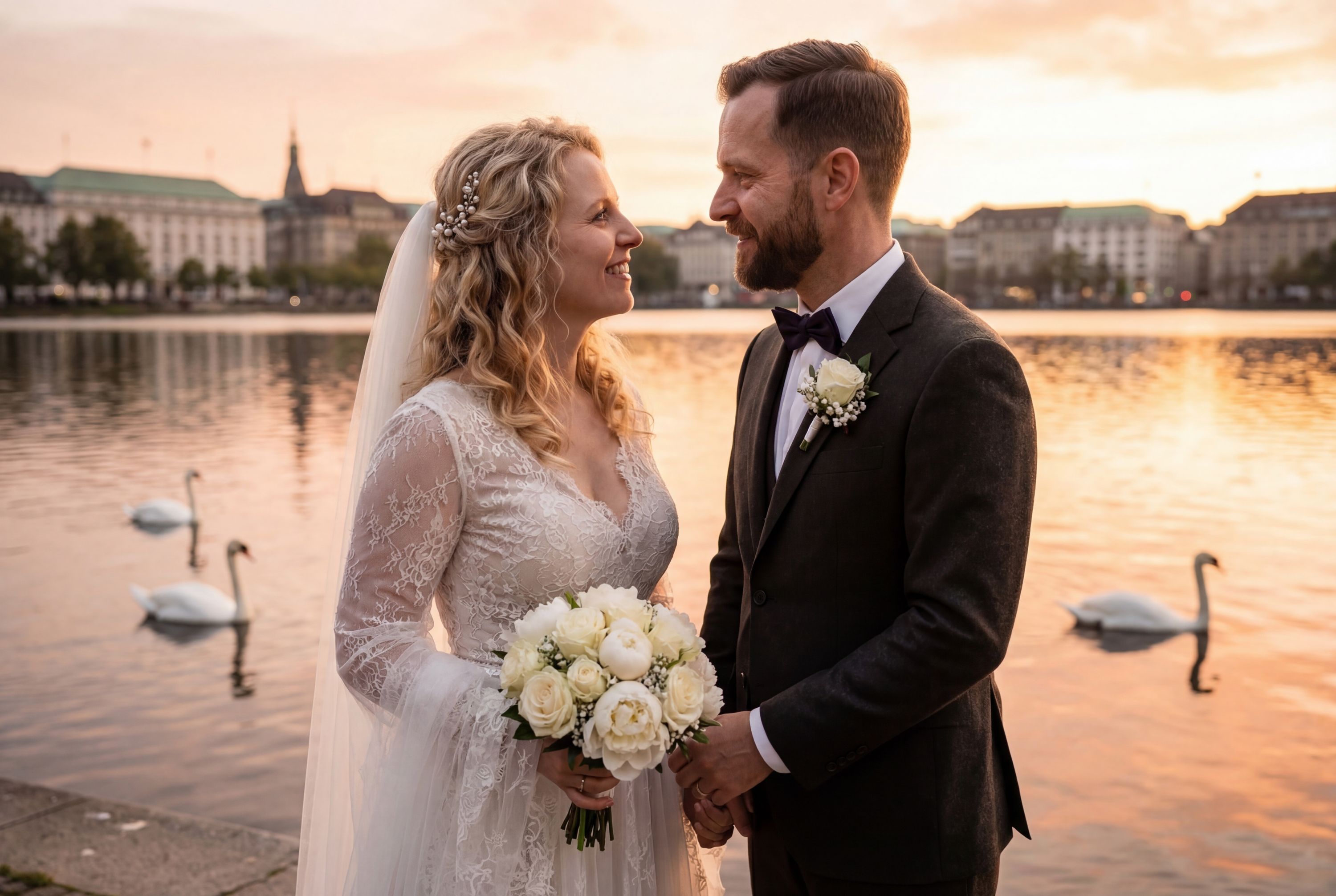 Wedding photography Hamburg - Außenalster Lake Shore