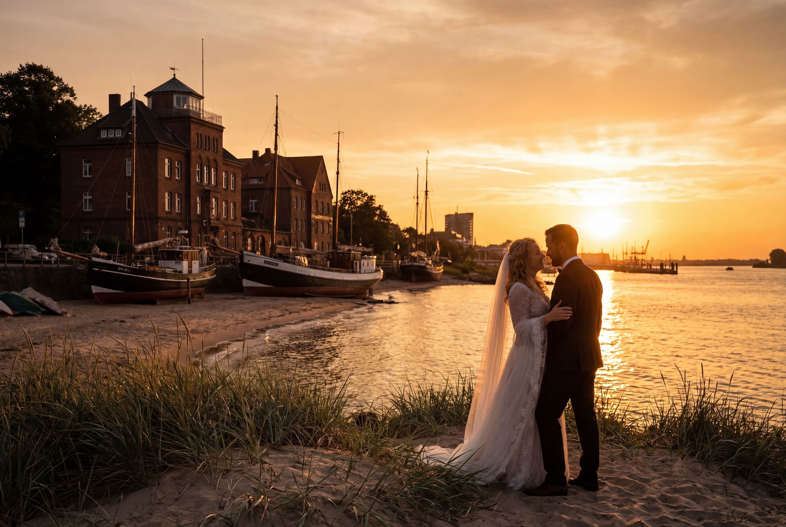 Wedding photography Hamburg - Elbstrand (Elbe Beach) & Övelgönne