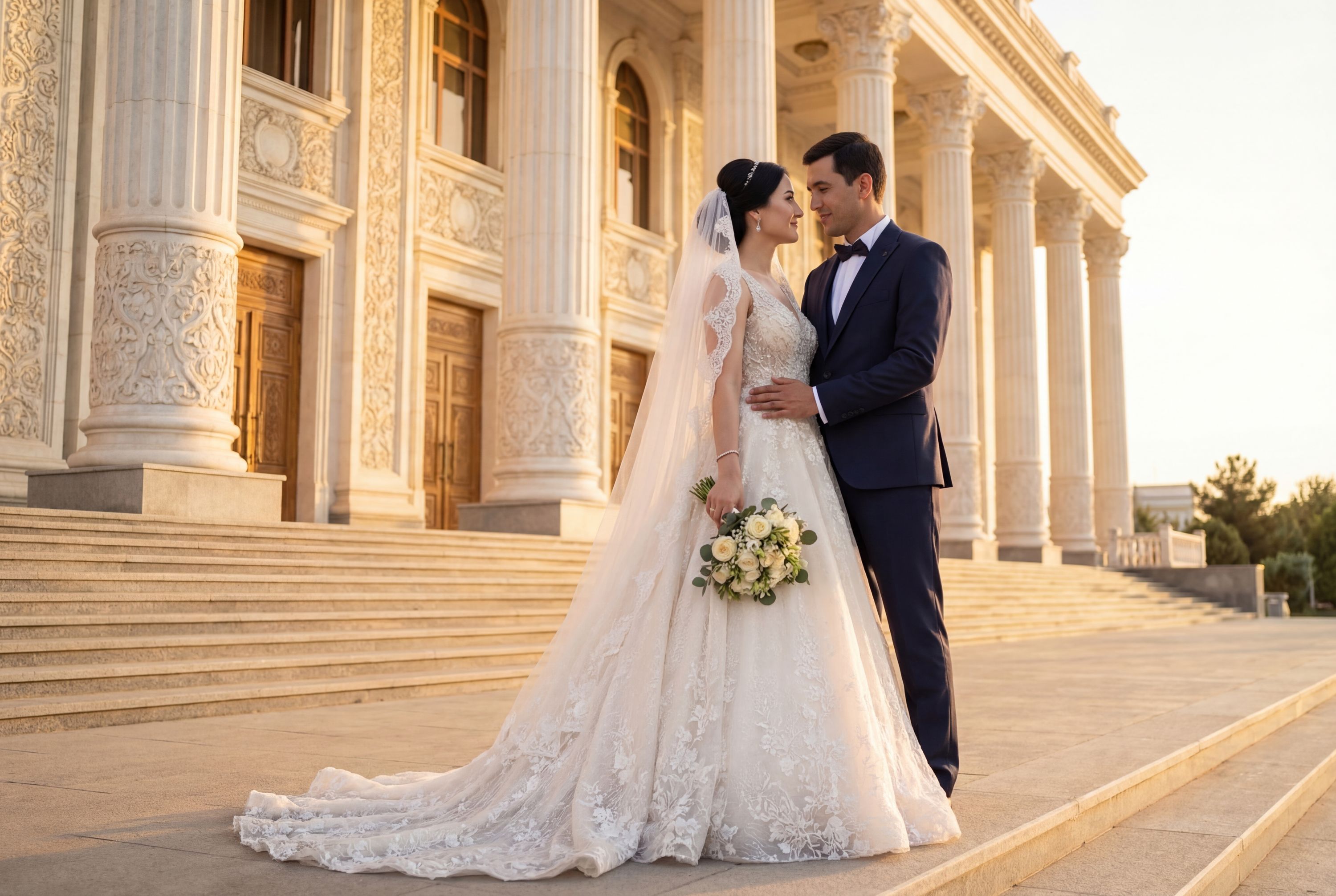 Mary wedding photography — couple at the ancient Merv Silk Road ruins
