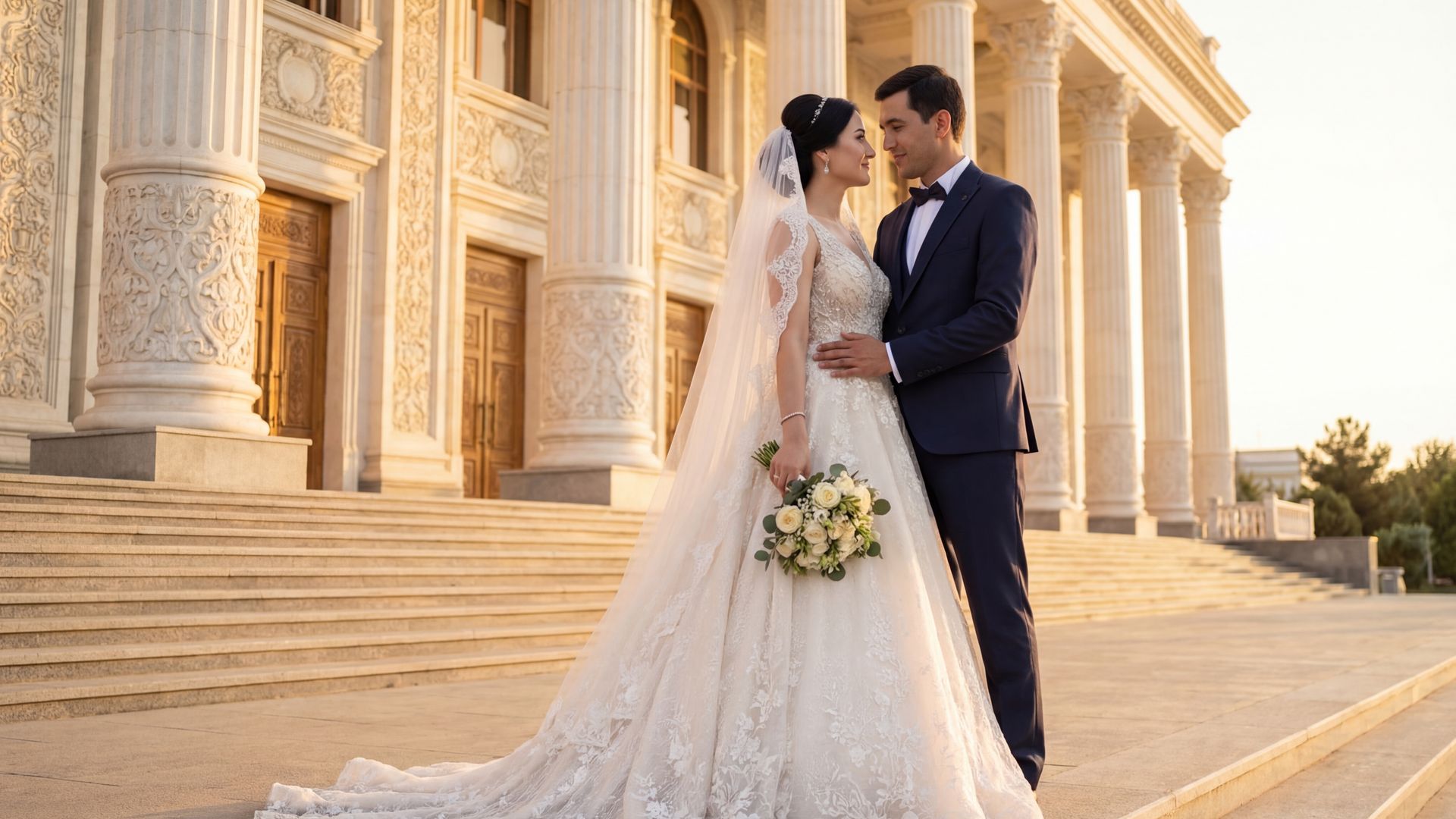 Mary wedding photography — couple at the ancient Merv Silk Road ruins