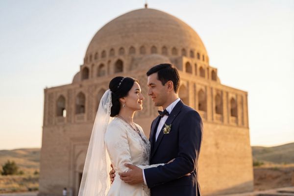 Wedding photography at Sultan Sanjar Mausoleum, Mary