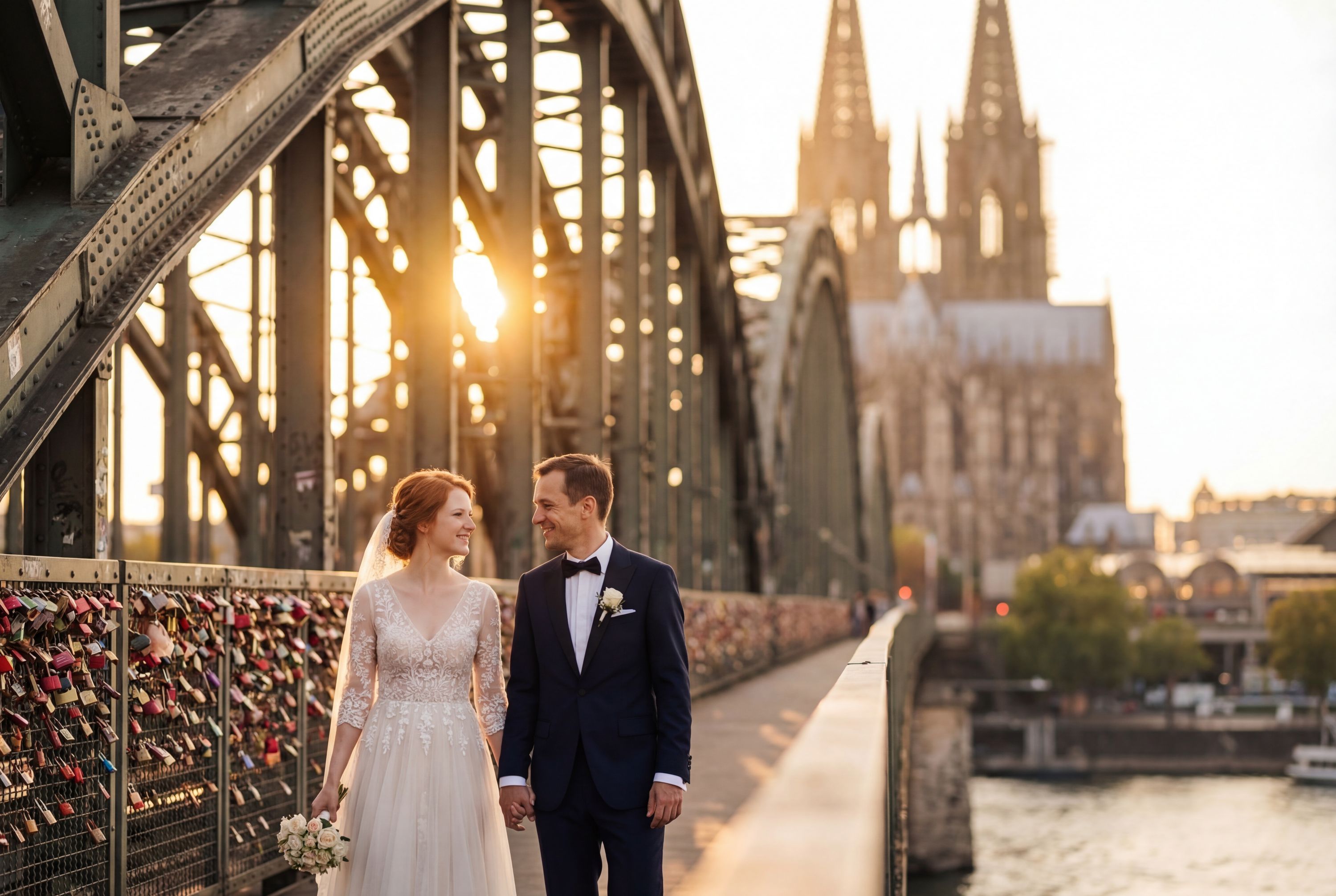 Hohenzollern Bridge (Hohenzollernbrücke) wedding photography Cologne 