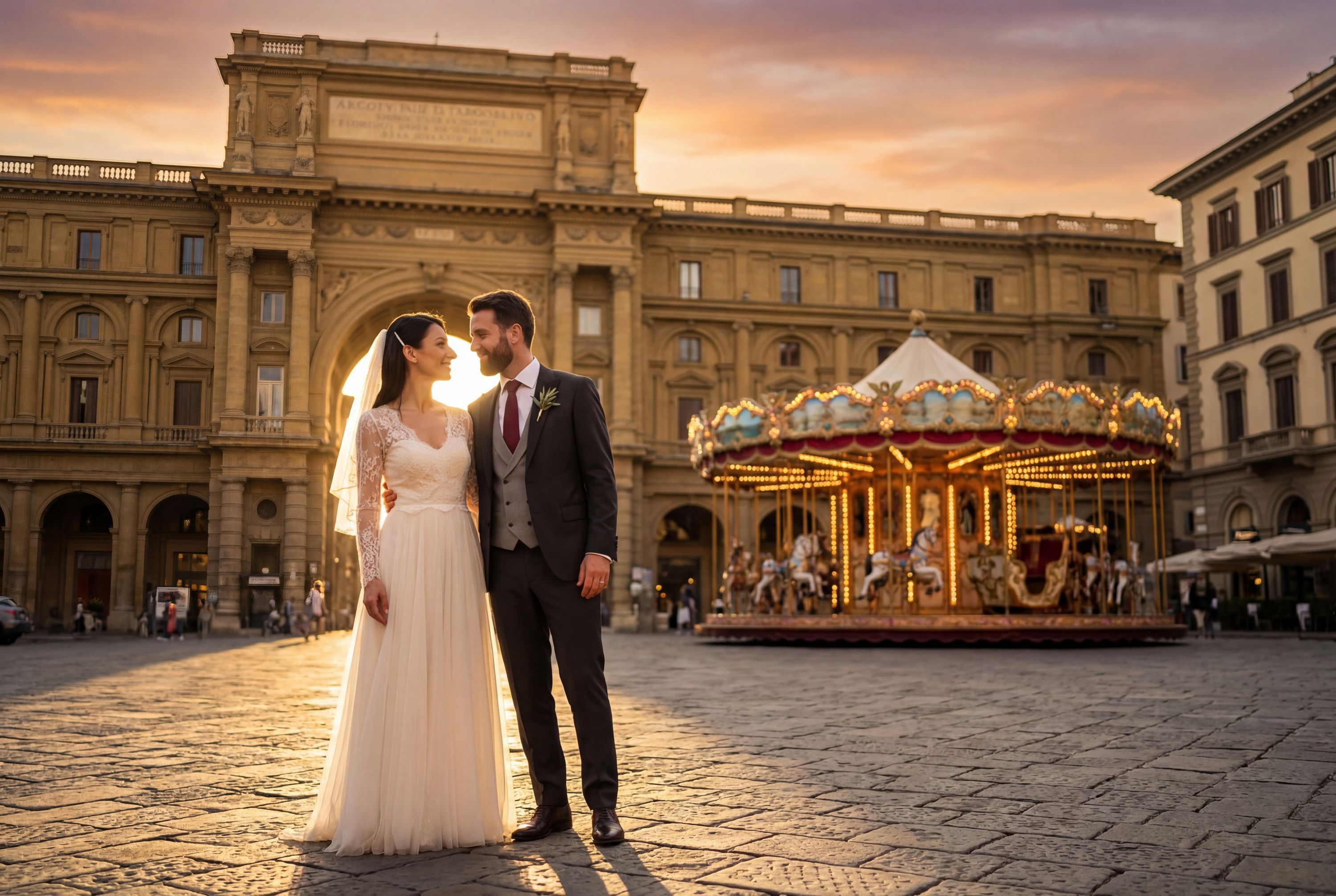 Piazza della Repubblica wedding photography Florence 