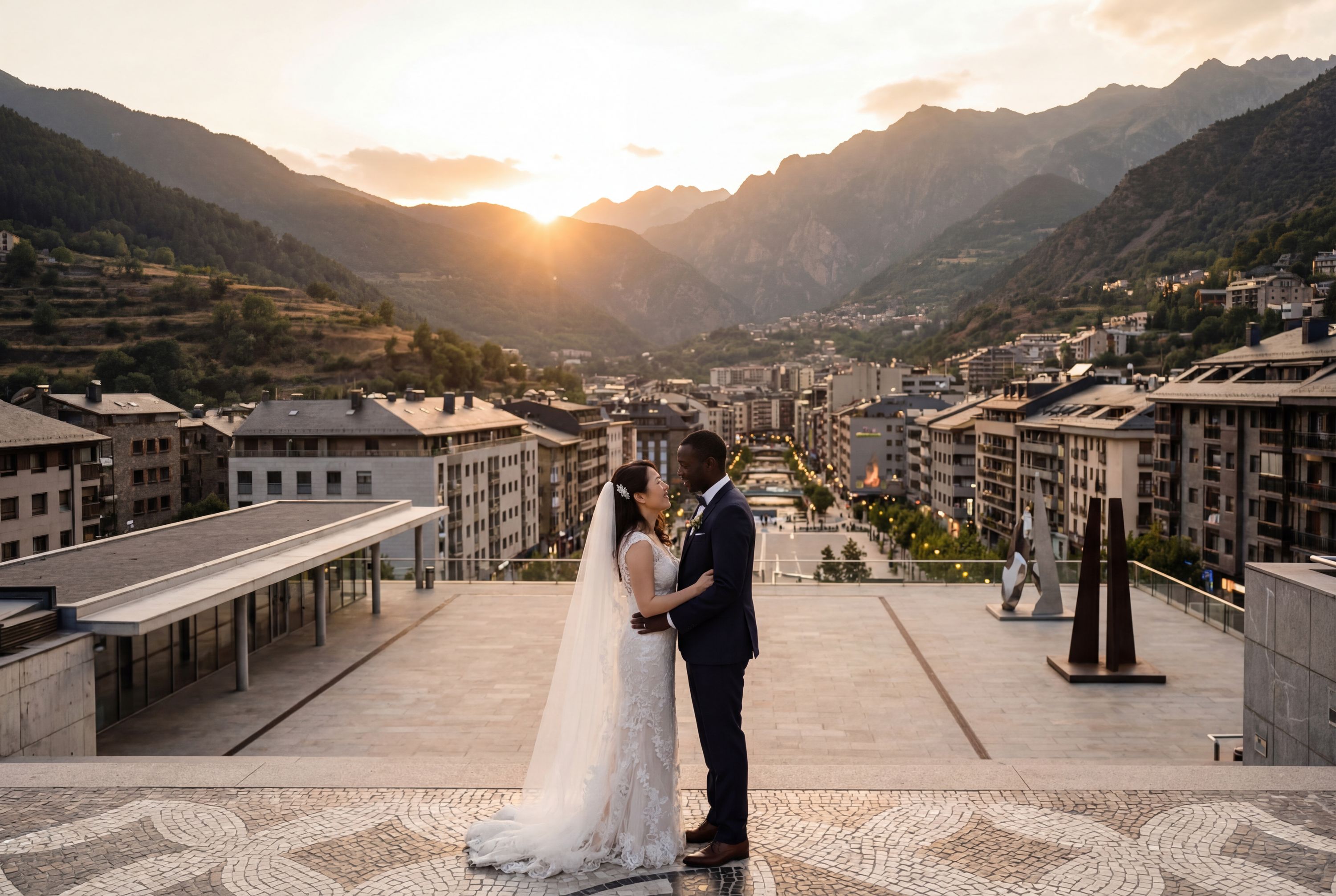Plaça del Poble wedding photography Andorra la Vella 