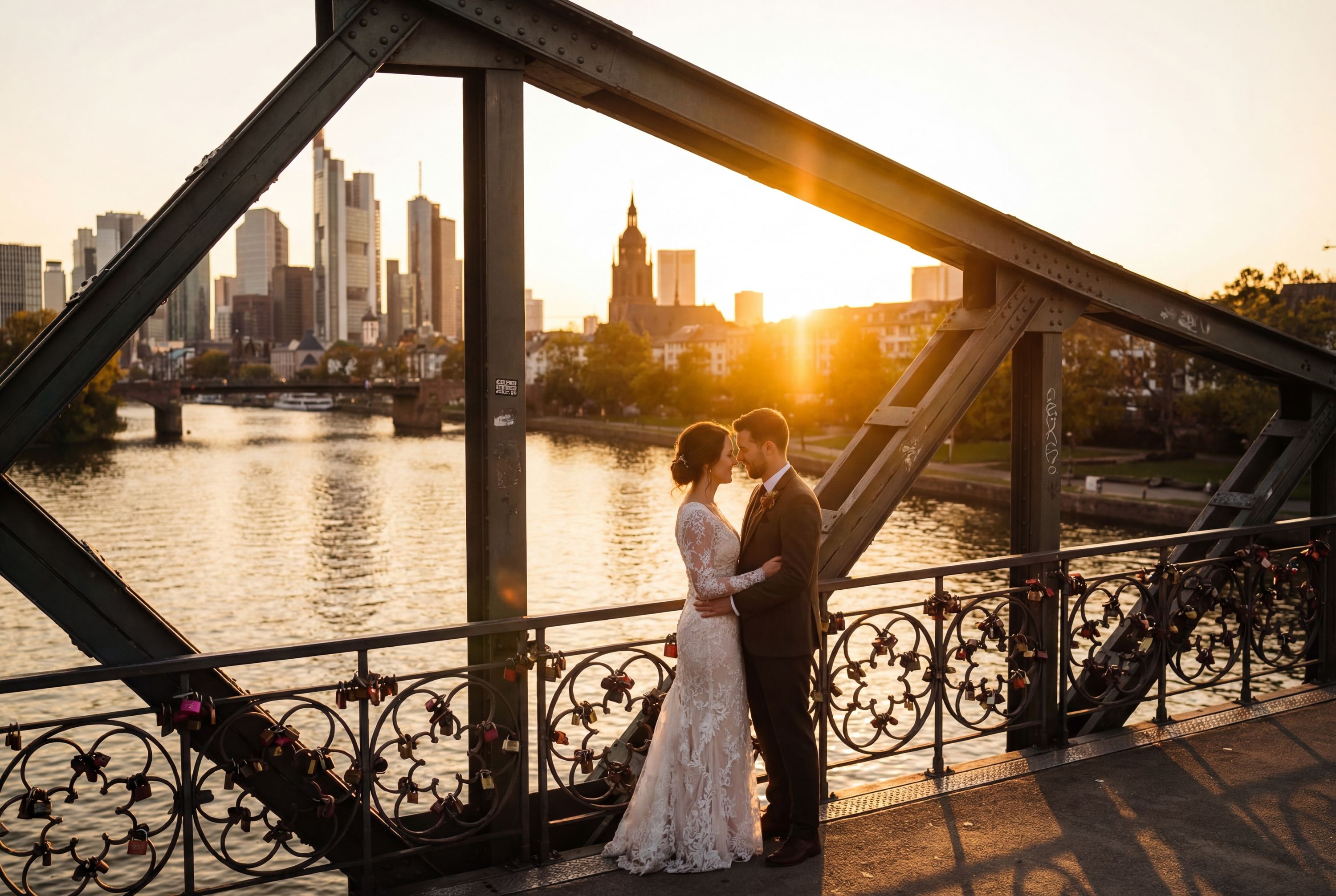 Eiserner Steg (Iron Bridge) wedding photography Frankfurt 