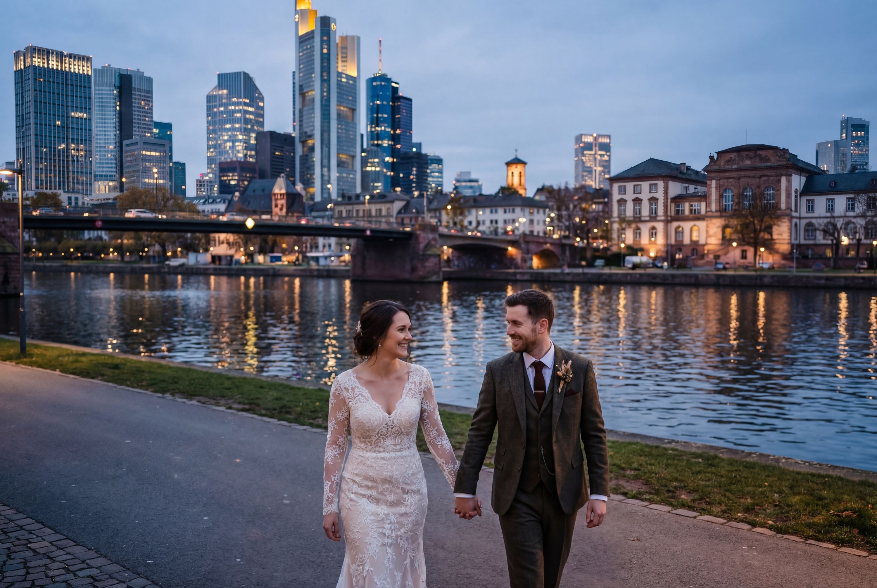 Museumsufer (Museum Embankment) wedding photography Frankfurt 