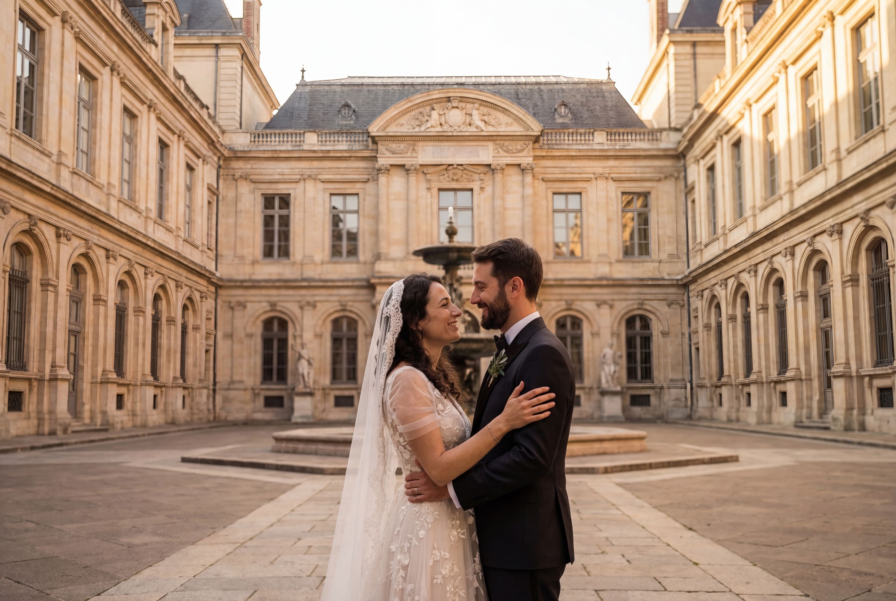 Wedding photography Lyon - Musée des Beaux-Arts de Lyon (Courtyard)