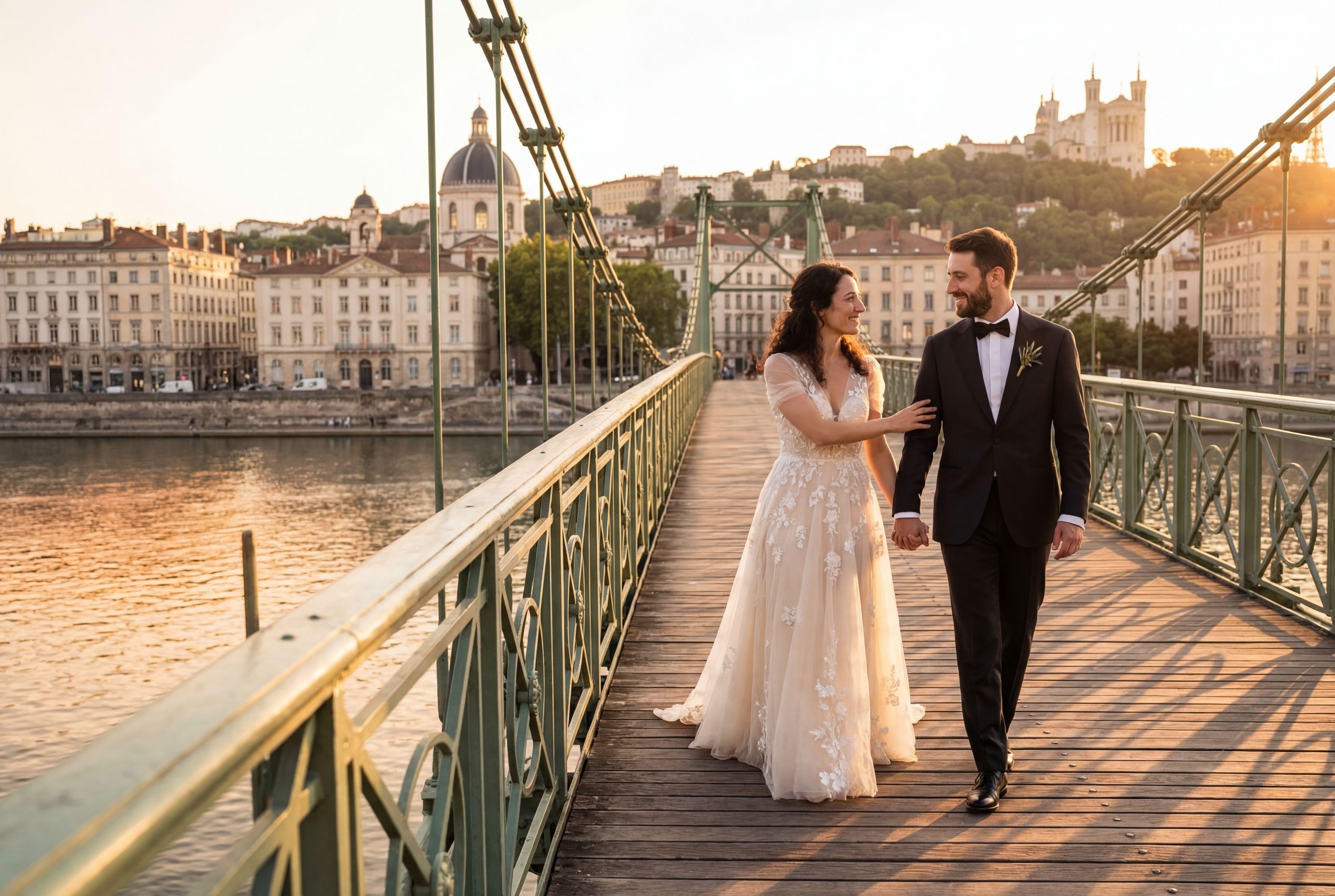 Wedding photography Lyon - Passerelle du Collège