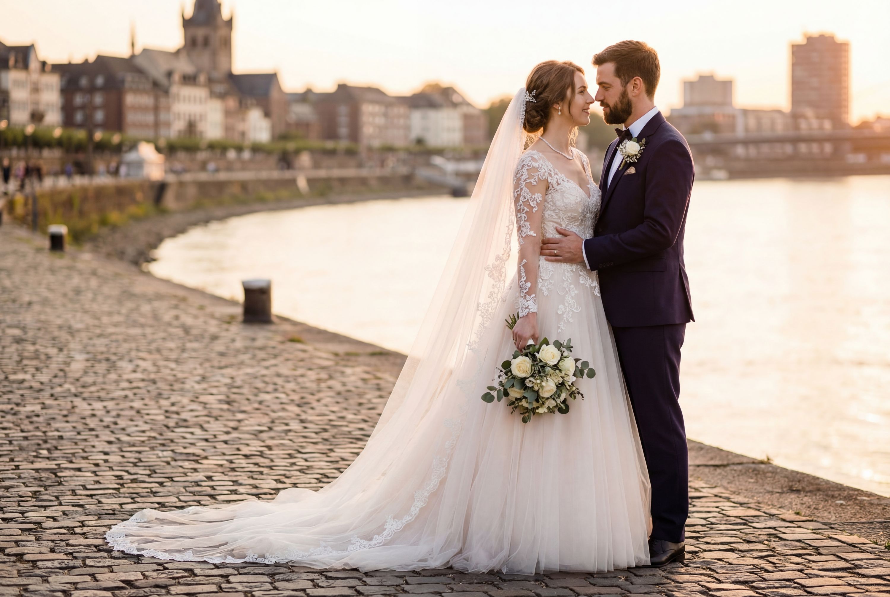 Rhine Embankment Promenade wedding photography Düsseldorf 