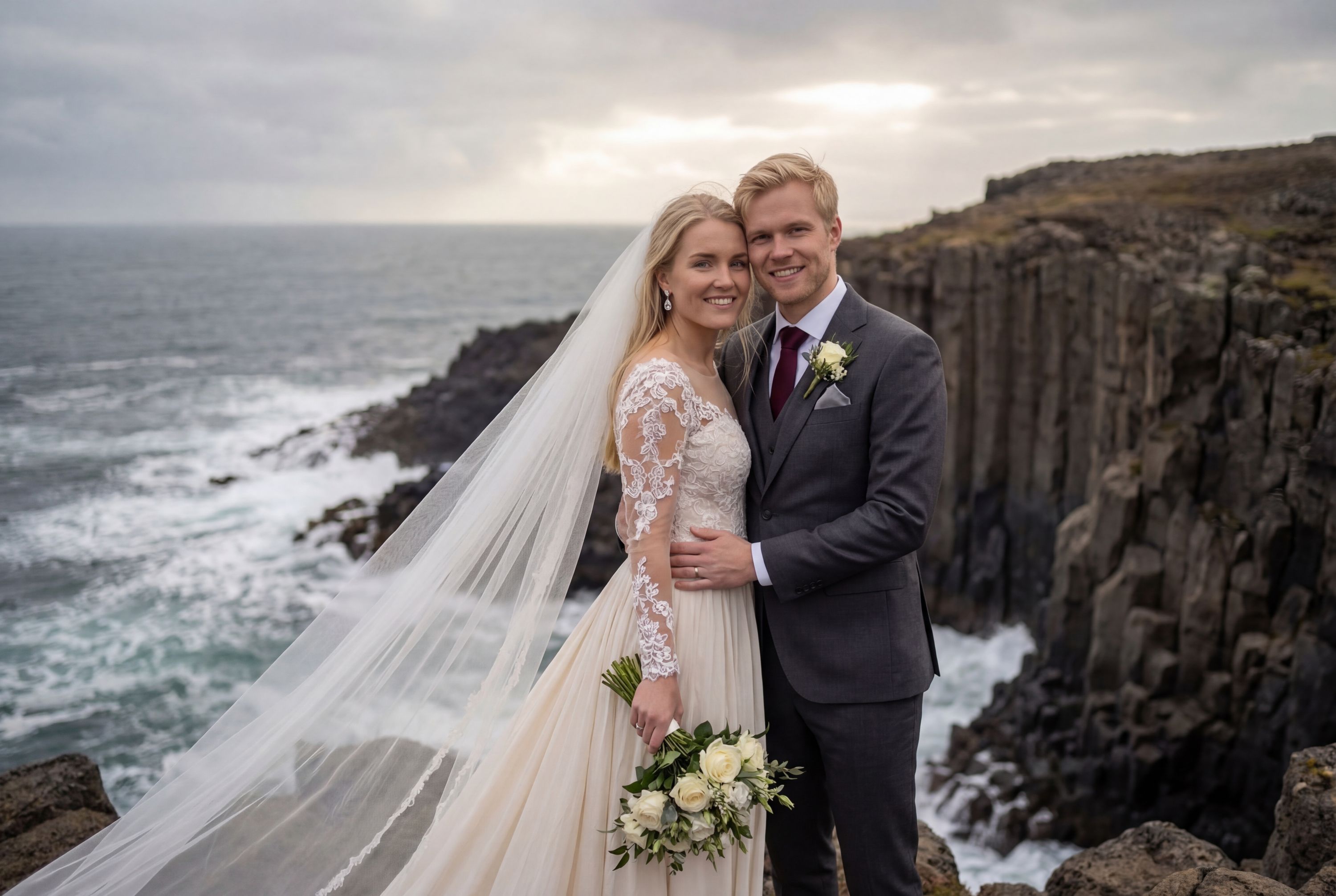 Wedding photography Keflavík - Hafnaberg Cliffs