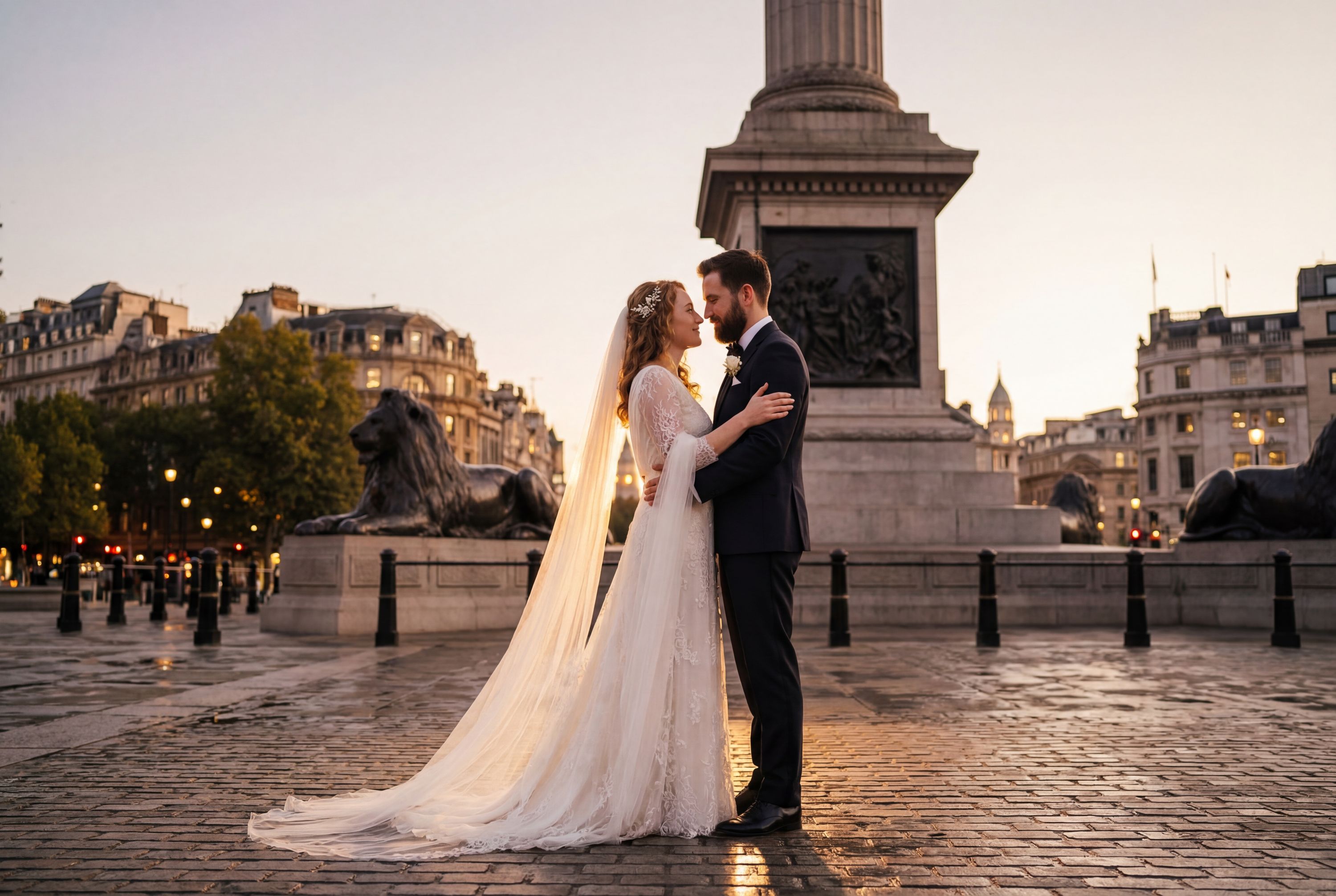 Trafalgar Square wedding photography London 