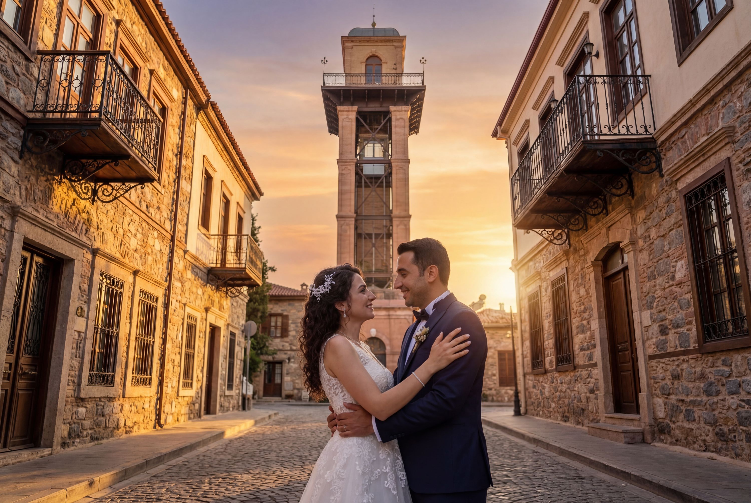 Dario Moreno Street & Historical Elevator (Asansör) wedding photography İzmir 