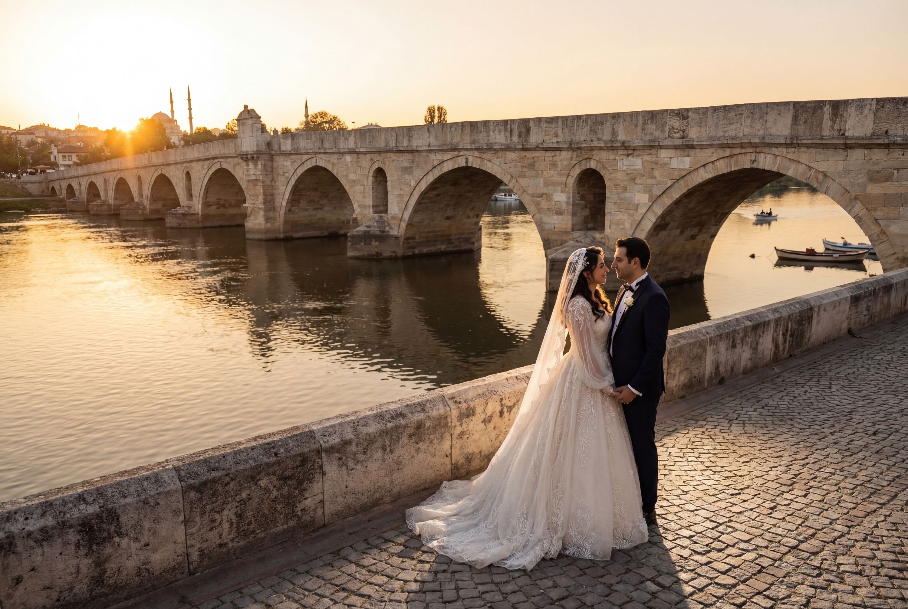 Meriç Bridge (Yeni Köprü) wedding photography Edirne 