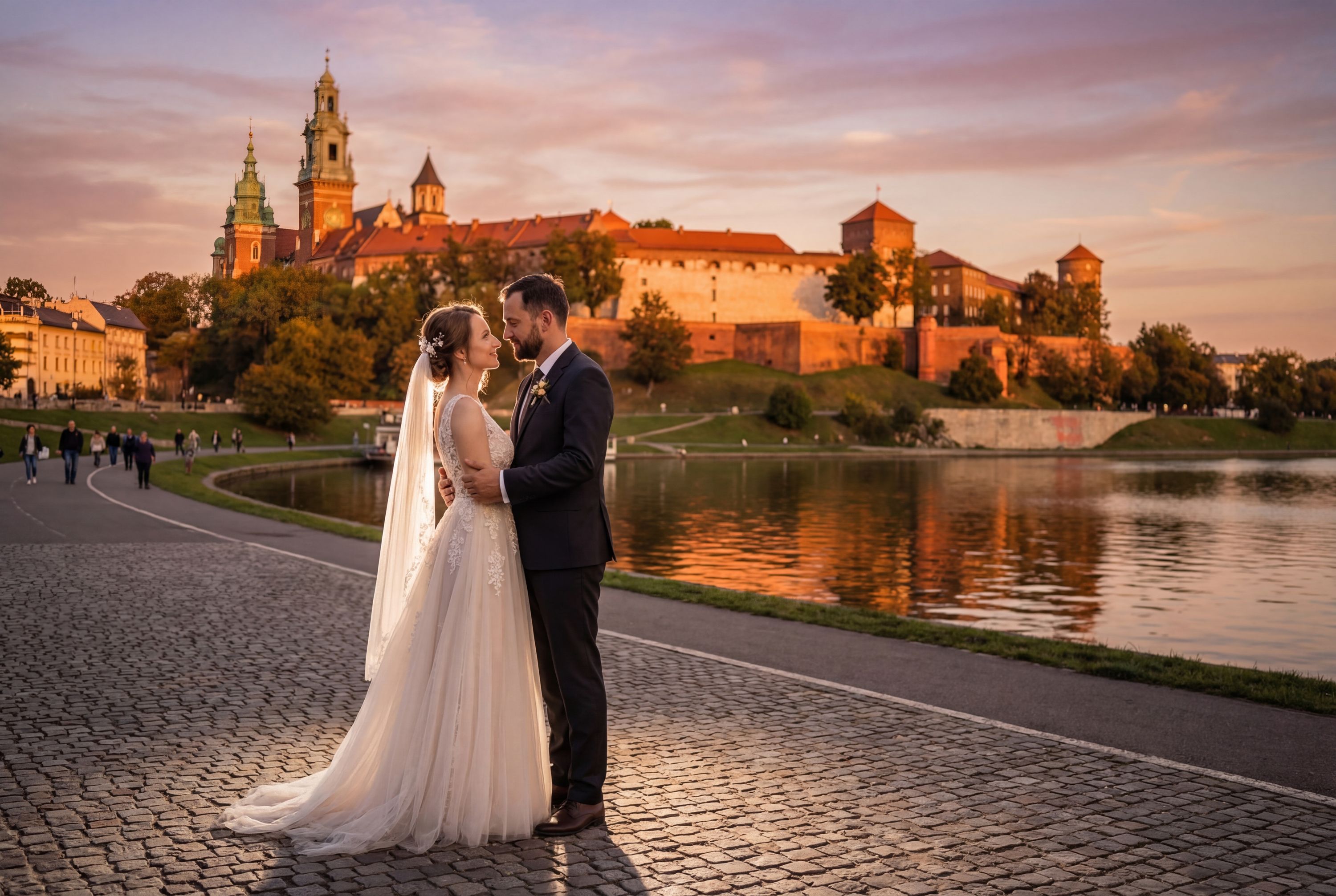 Wedding photography Kraków - Vistula River Boulevards
