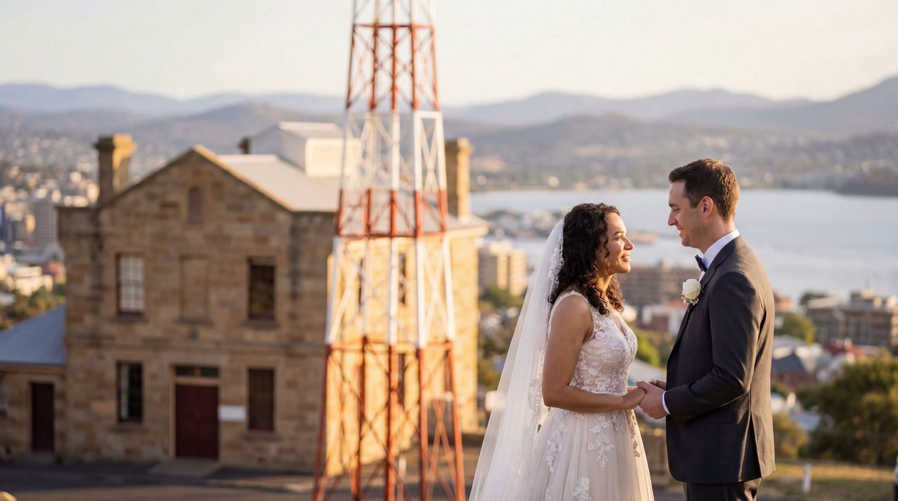 Wedding photography Hobart - Mount Nelson Signal Station