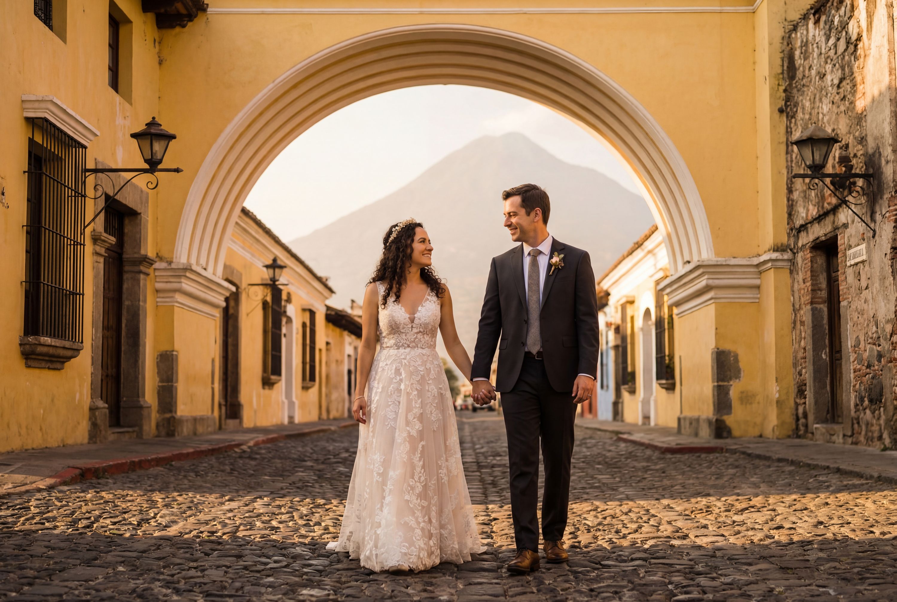 Calle del Arco (Street leading to Santa Catalina Arch) wedding photography Antigua Guatemala 