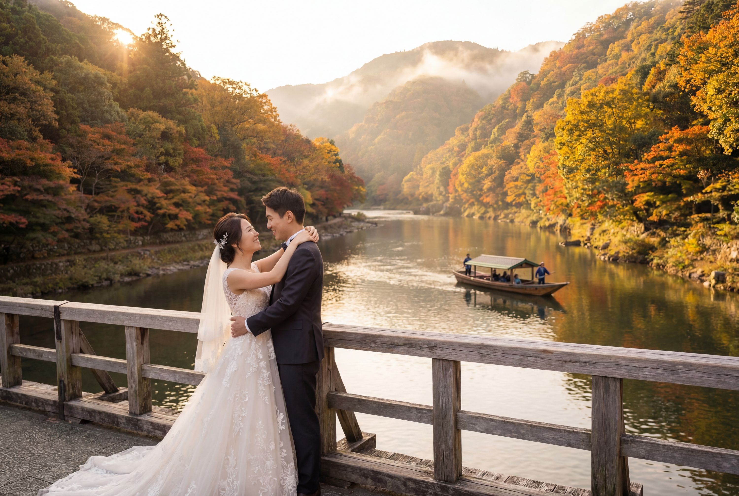 Hozugawa River wedding photography Kyoto 