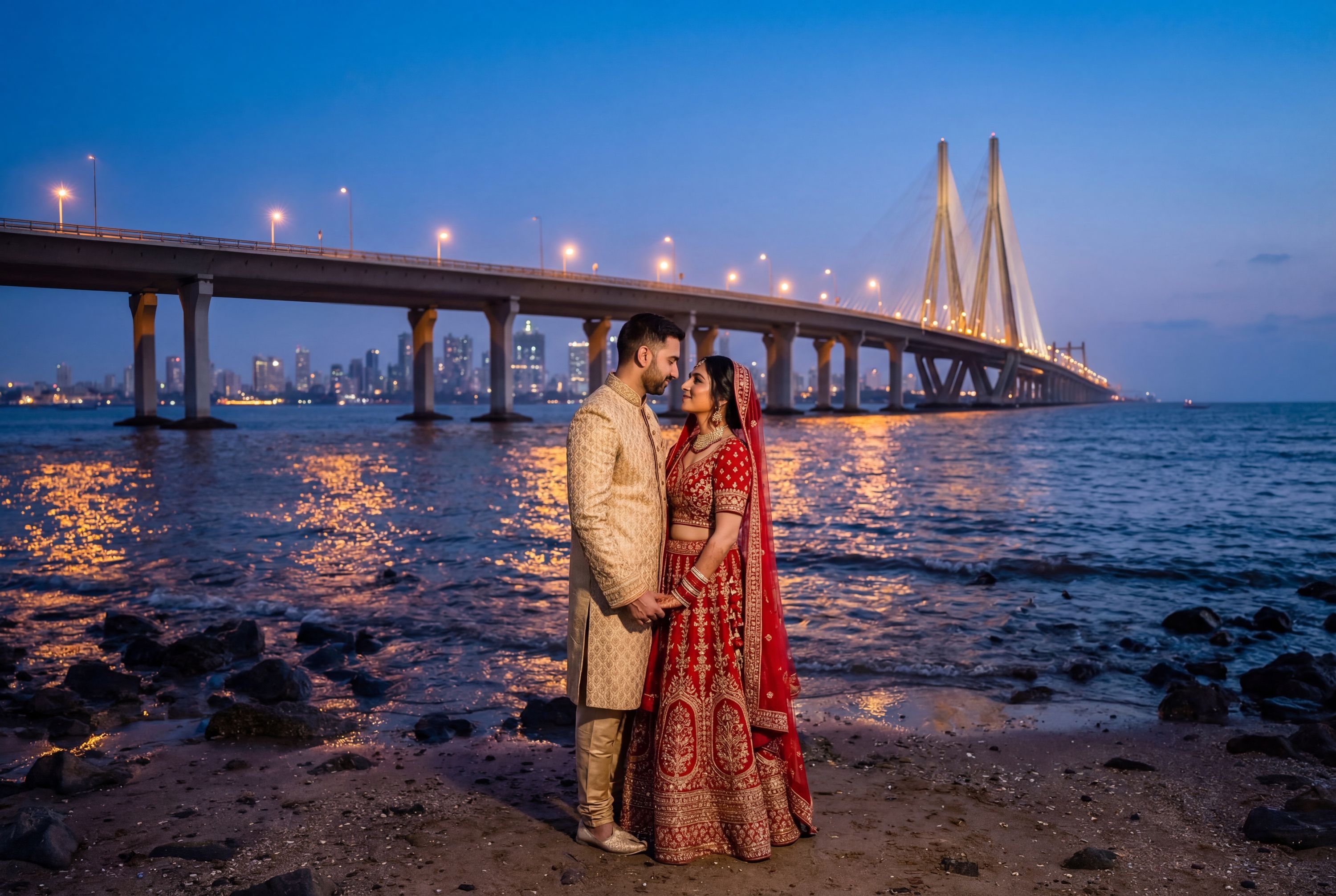 Bandra-Worli Sea Link (view from shore) wedding photography Mumbai 