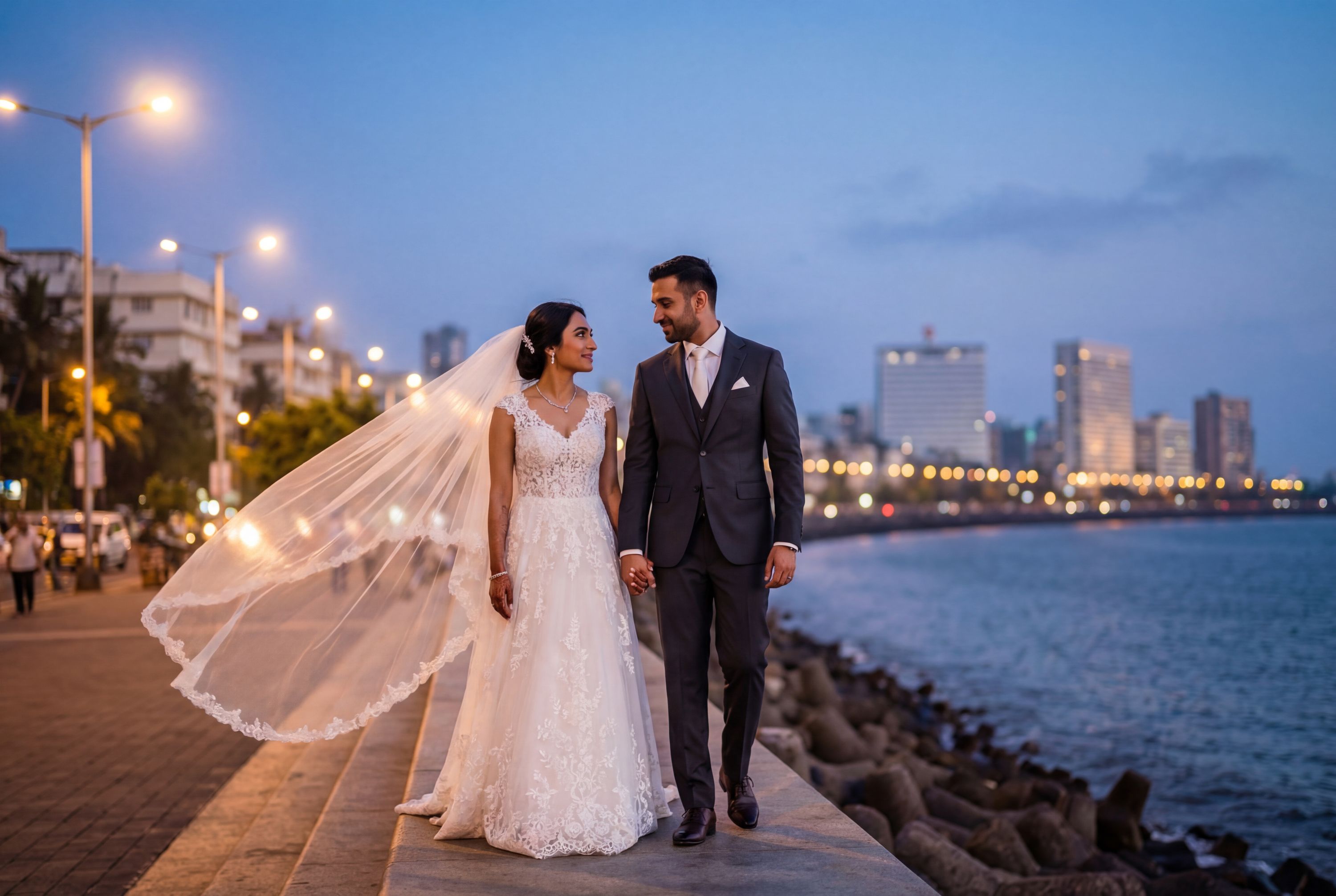 Marine Drive (Queen's Necklace) wedding photography Mumbai 
