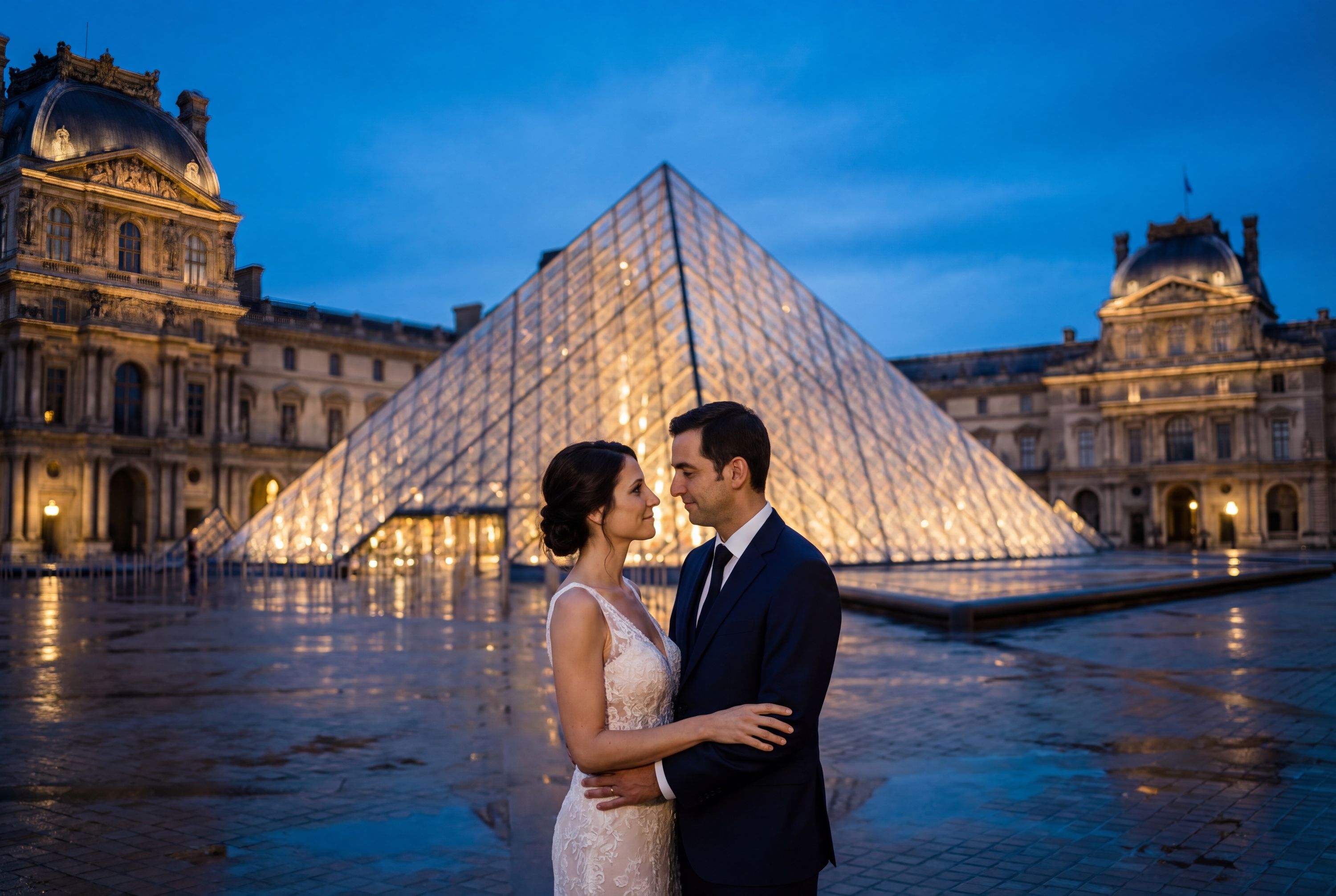 Louvre Museum & Pyramid wedding photography Paris 