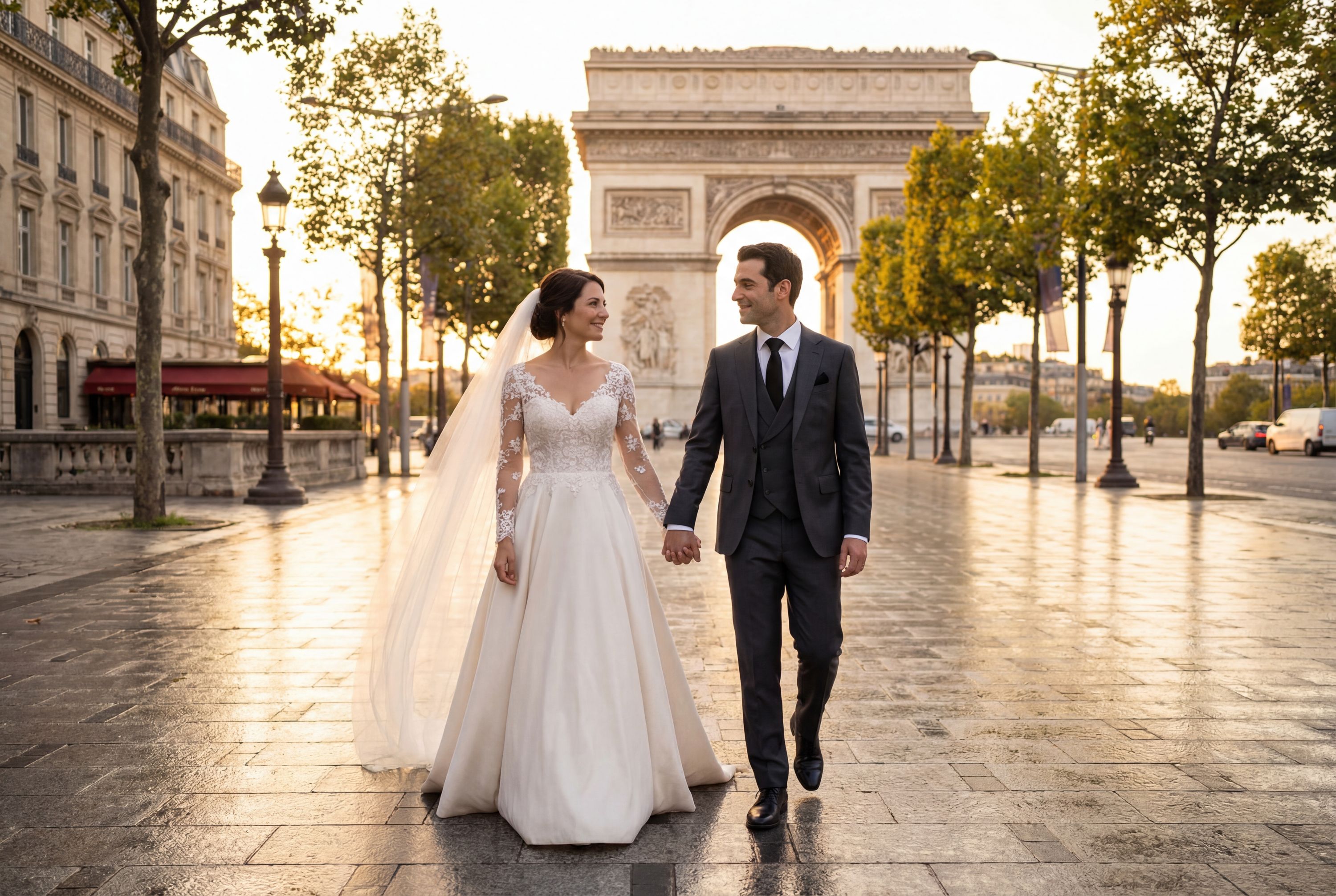 Arc de Triomphe & Champs-Élysées wedding photography Paris 