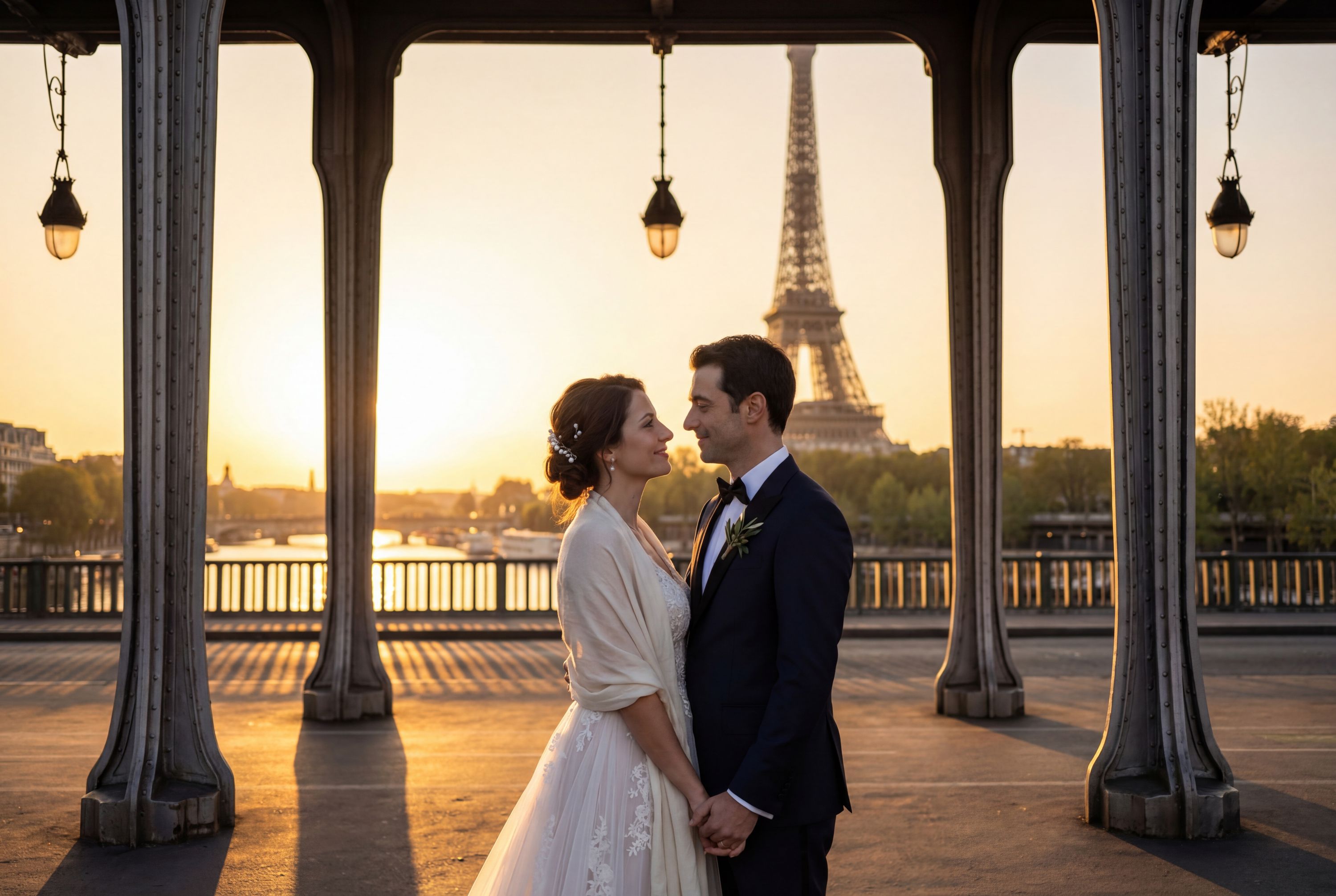 Bir-Hakeim Bridge wedding photography Paris 