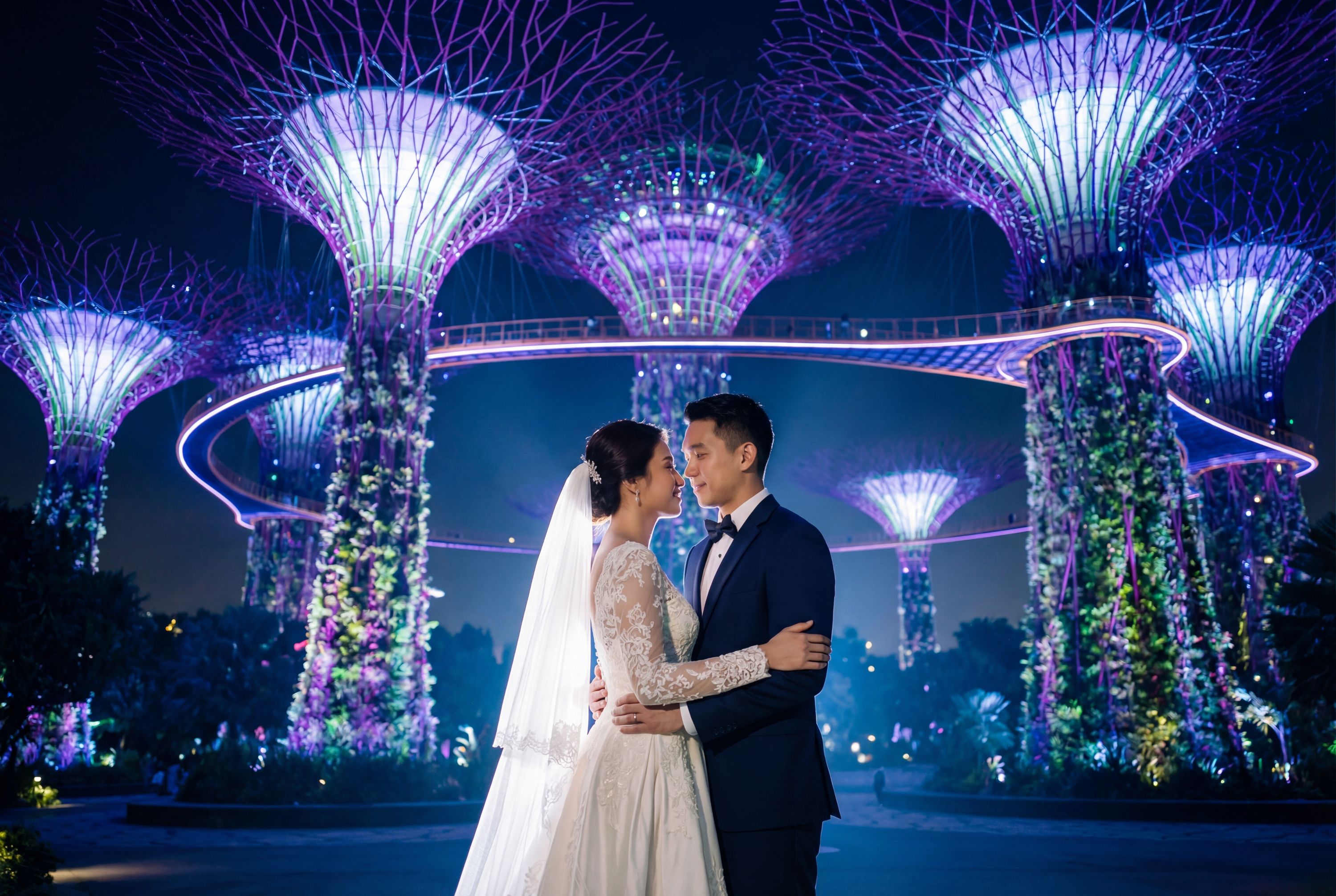 Gardens by the Bay (Supertree Grove) wedding photography Singapore 